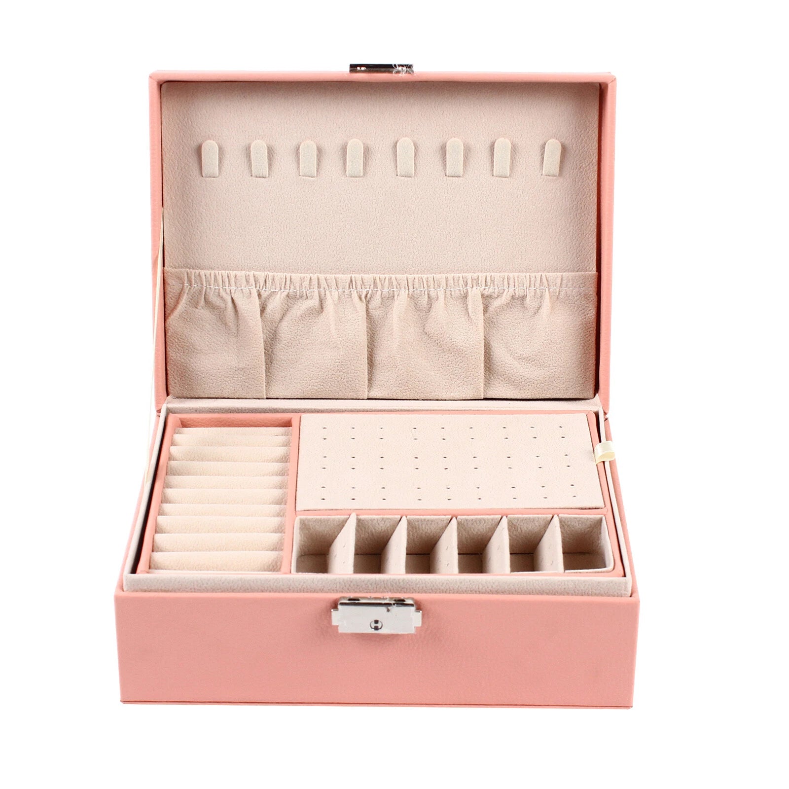 Double-layer Jewelry Storage Pink Cosmetics Box Watch Organizer Case PU Leather | eBay