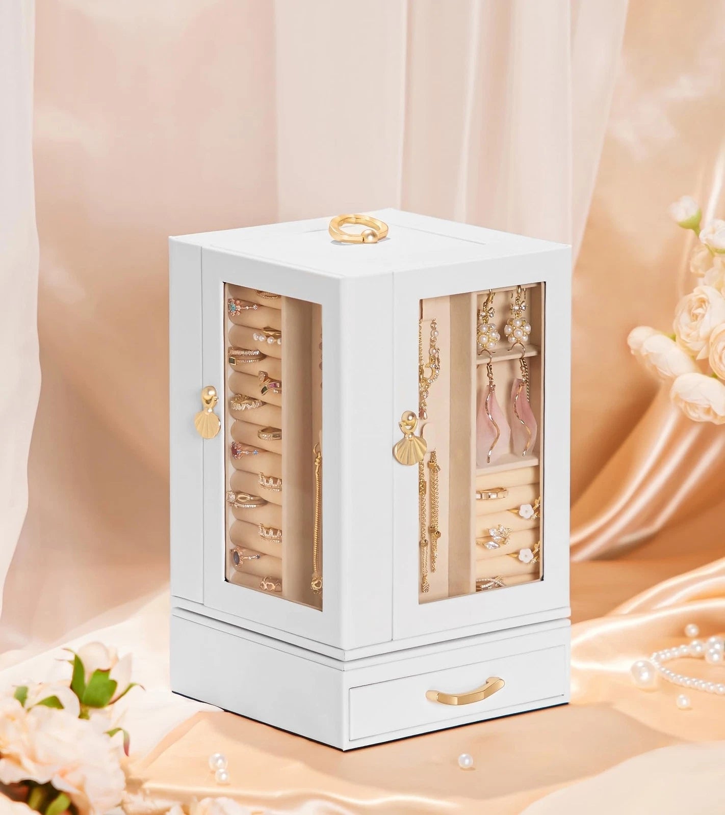 Jewelry Box large for Dresser: Women Necklace Ring Storage Organizer with Com... | eBay