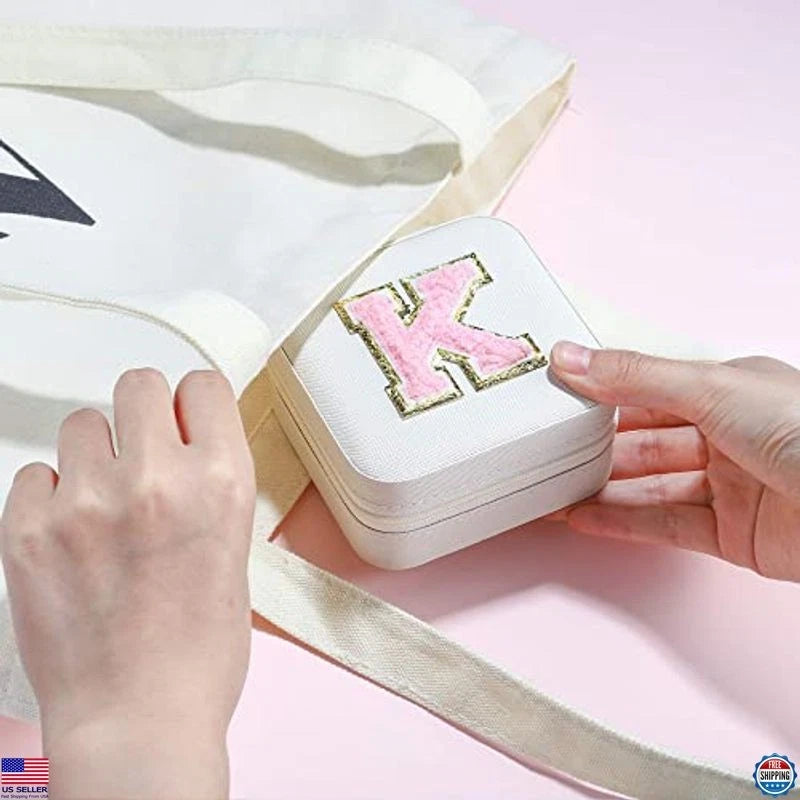 Travel Jewelry Case Organizer - Rings, Necklaces, Earrings, White, Initial M | eBay