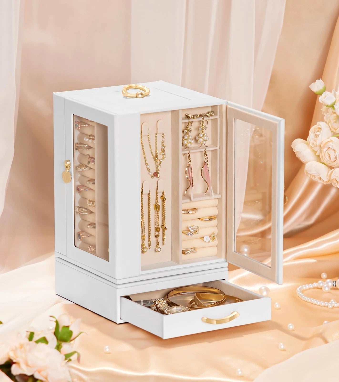 Jewelry Box large for Dresser: Women Necklace Ring Storage Organizer with Com... | eBay