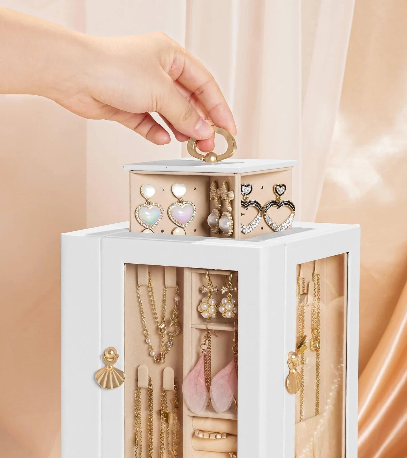 Jewelry Box large for Dresser: Women Necklace Ring Storage Organizer with Com... | eBay