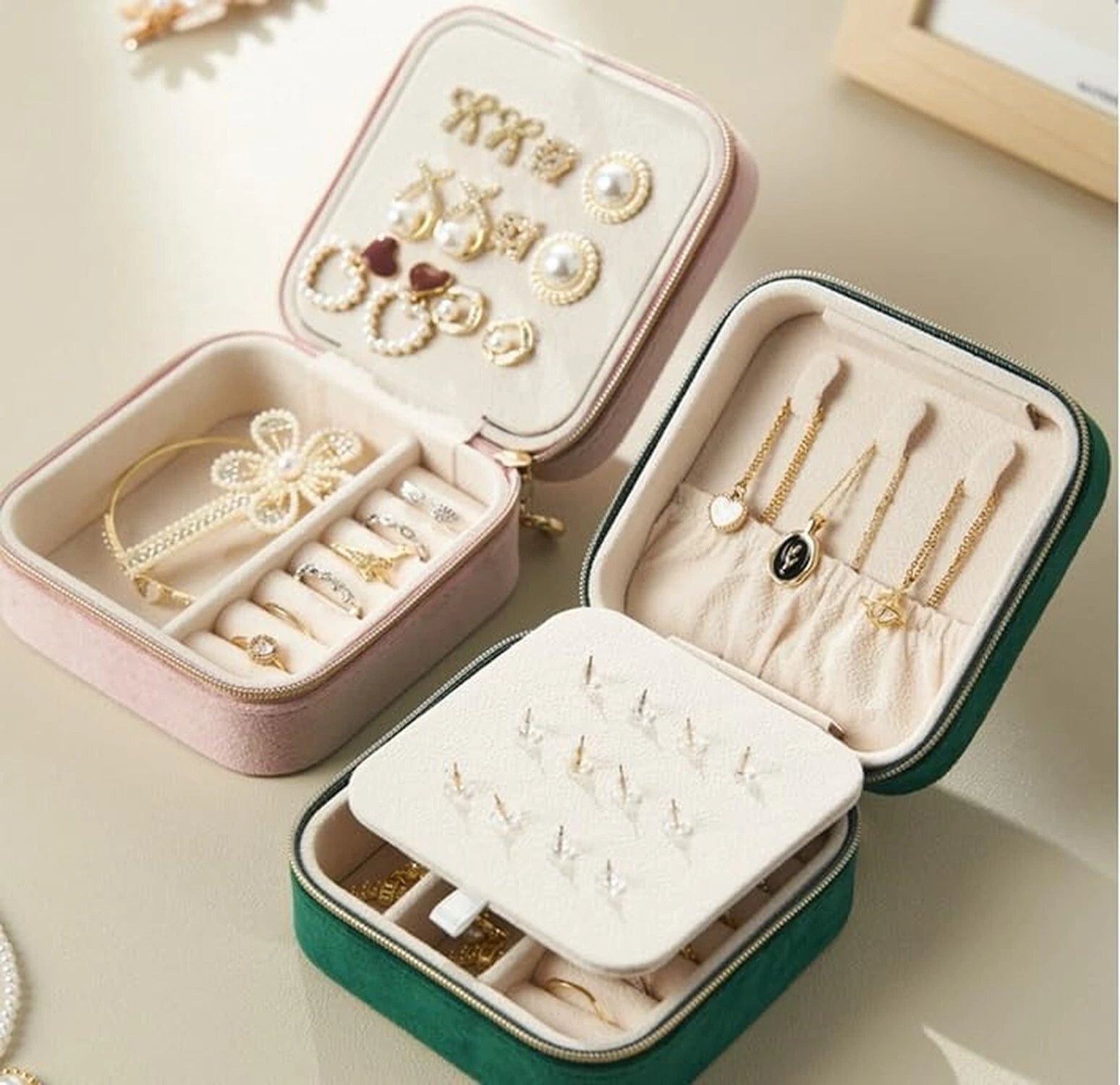 Jewelry Box, Portable Velvet Travel Jewelry Organizer Box for Earrings Bracel... | eBay