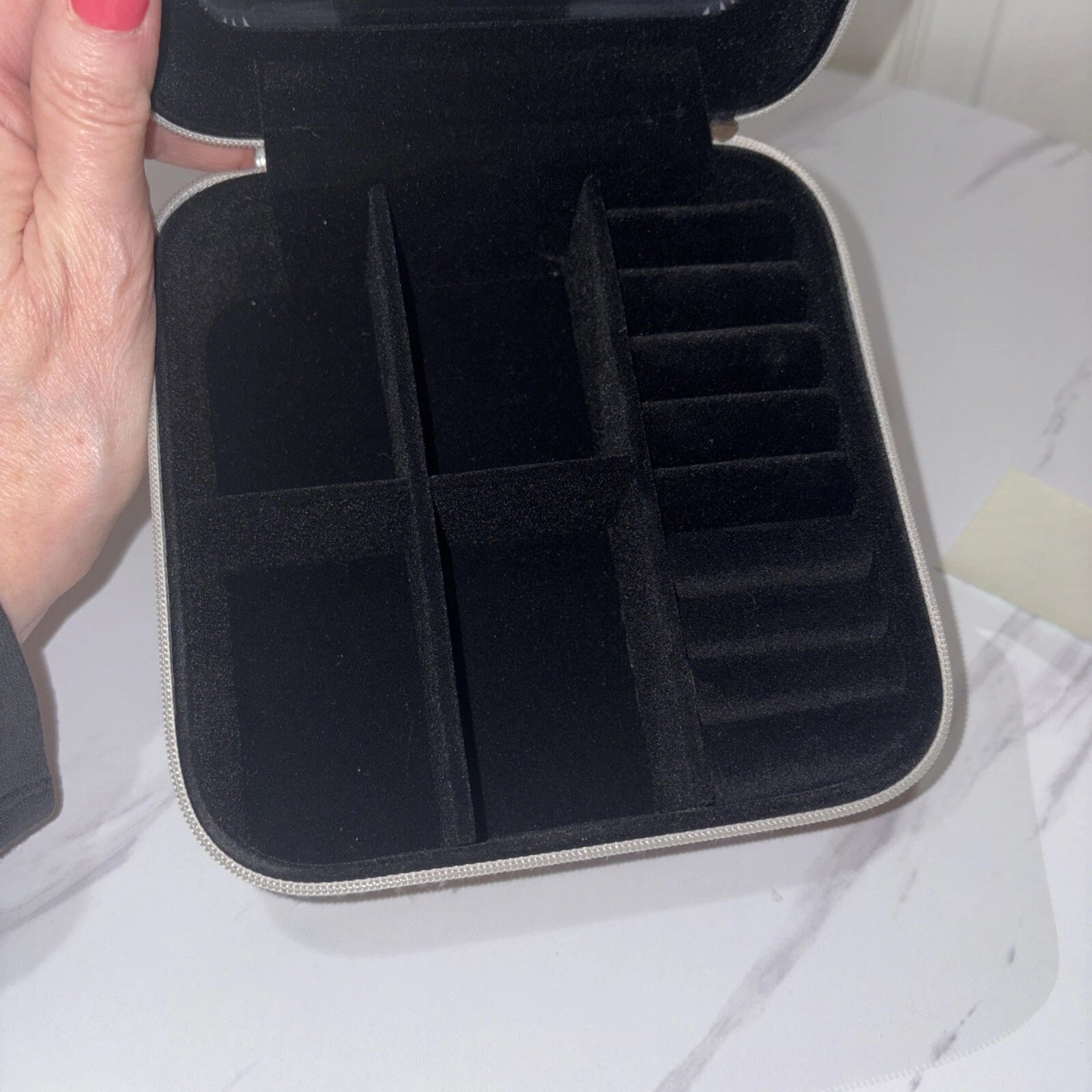 Silver Zippered Travel Jewelry box with Mirror Inside | eBay