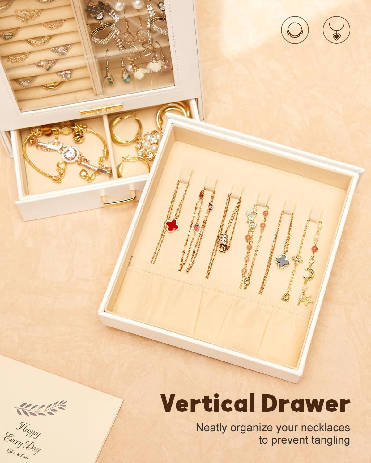 Jewelry Organizer Girls Women Jewelry Box for Necklaces Rings Earrings Gift Brac | eBay