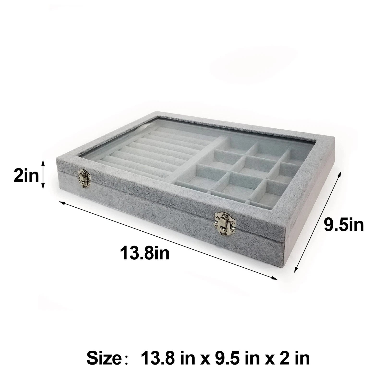 Ice Velvet Rings Organizer Box Mix 12 Grids Jewelry Tray Display Showcase wit... | eBay