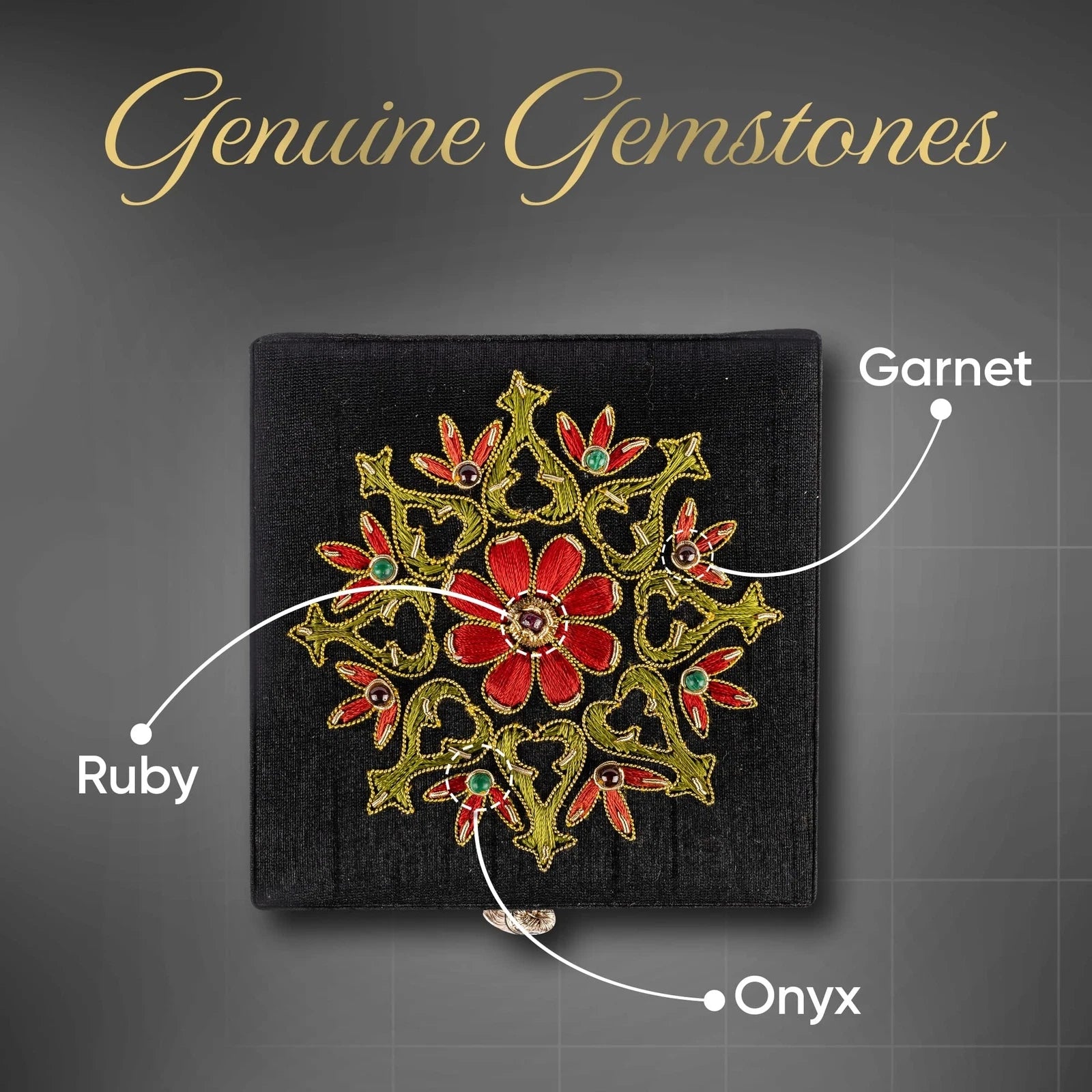 Handmade Embroidered Jewelry Storage Box with Ruby Gemstone, Small Decorative... | eBay