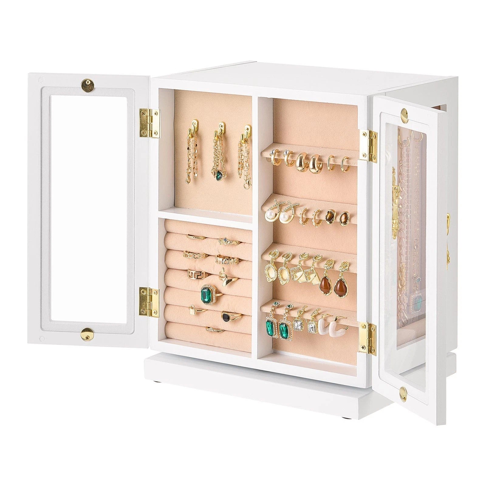 White 5-Drawer Jewelry Box - 360° Rotating Spacious Jewelry Organizer | eBay