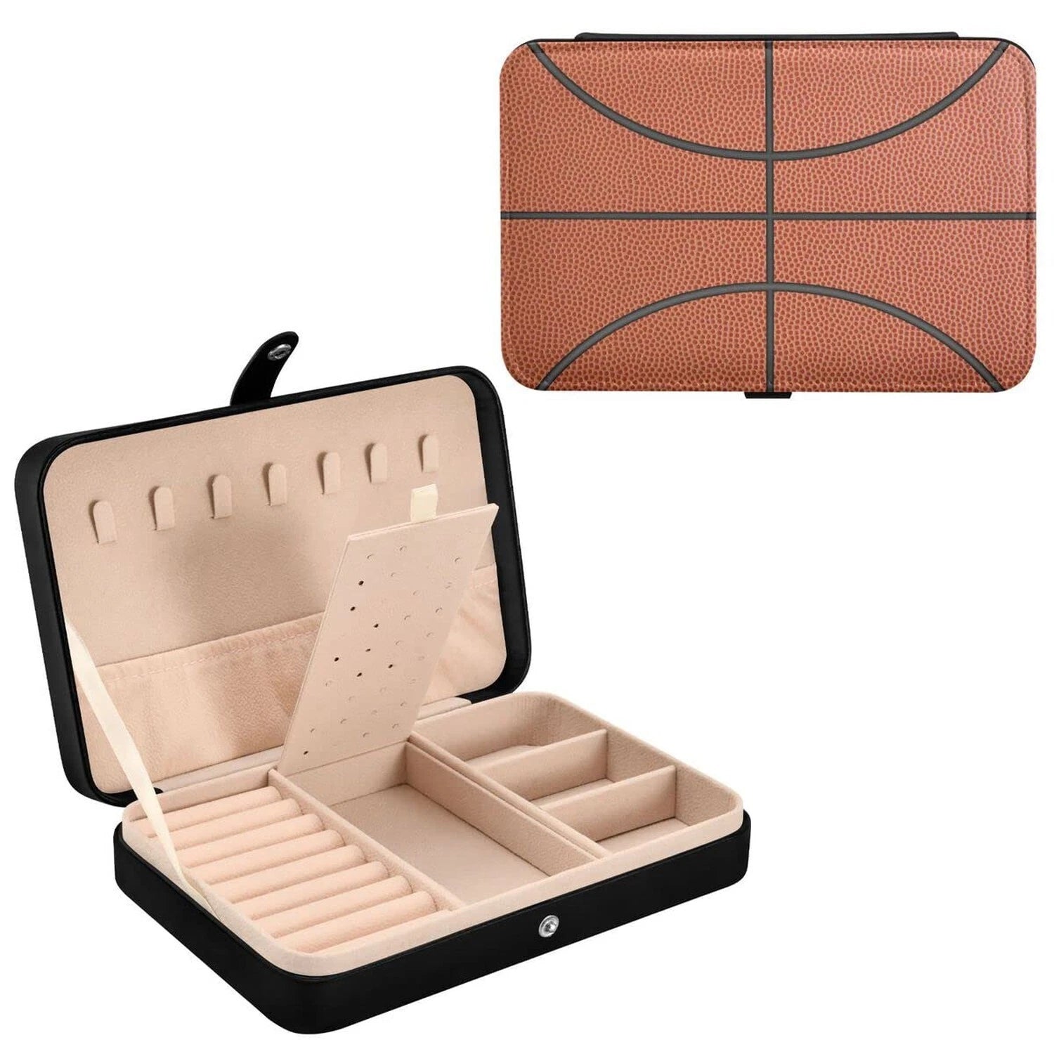 Leather Jewelry Box Jewelry Case Storage Box Basketball For Rings Earrings Ne... | eBay