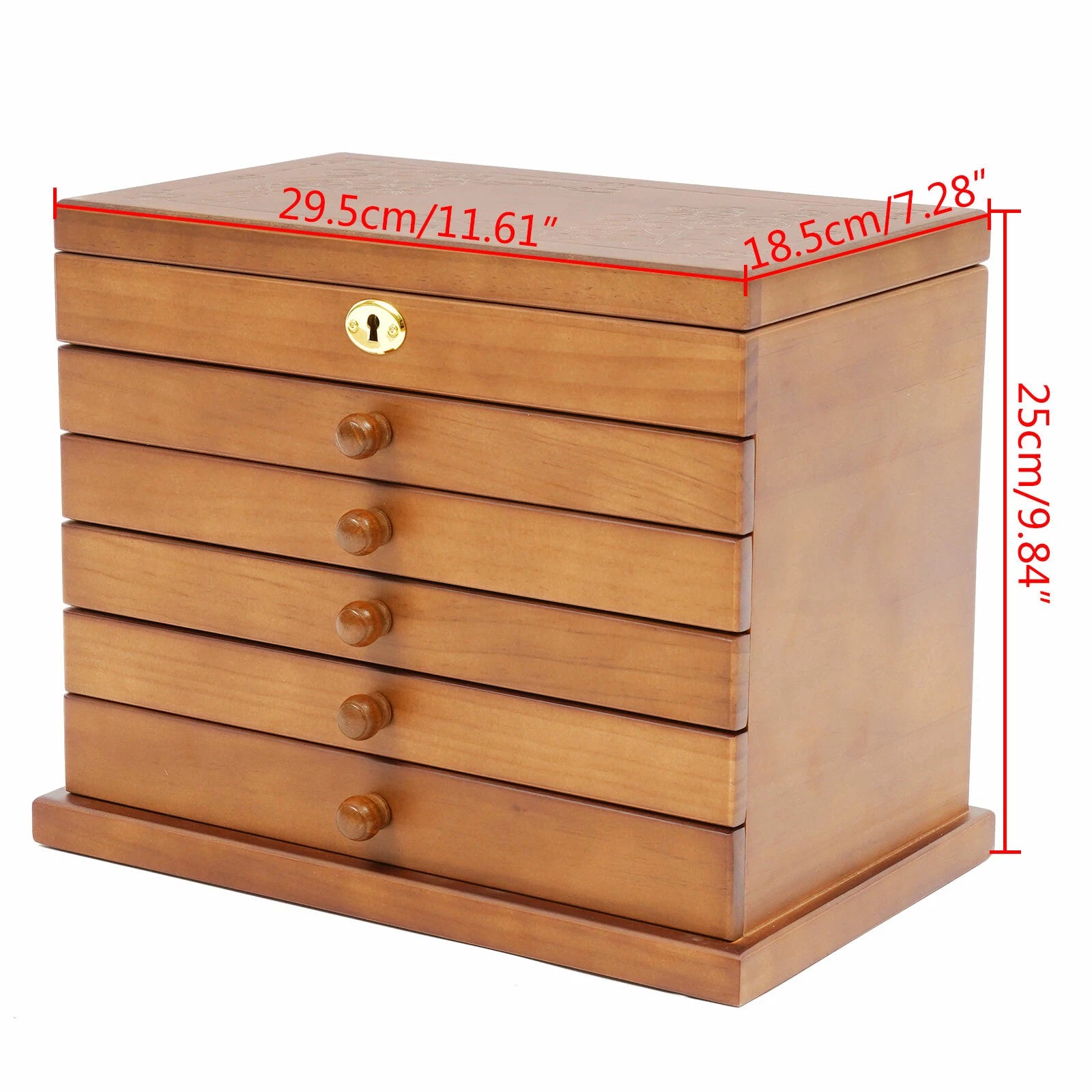 Jewelry Box Wooden Large Organizer Box Large Capacity With Mirror & 5 Drawers | eBay