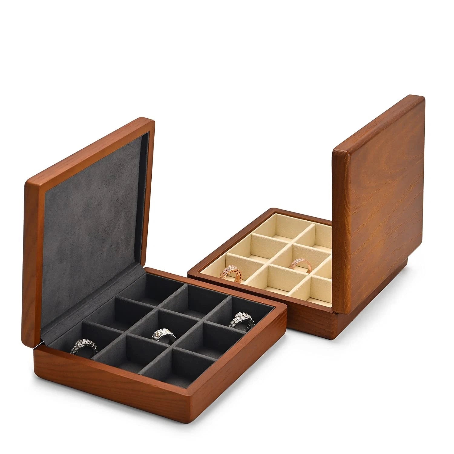 Solid Wood Ring Jewelry Box Organizer Earrings Jewelry Drawer Organizer Tray ... | eBay