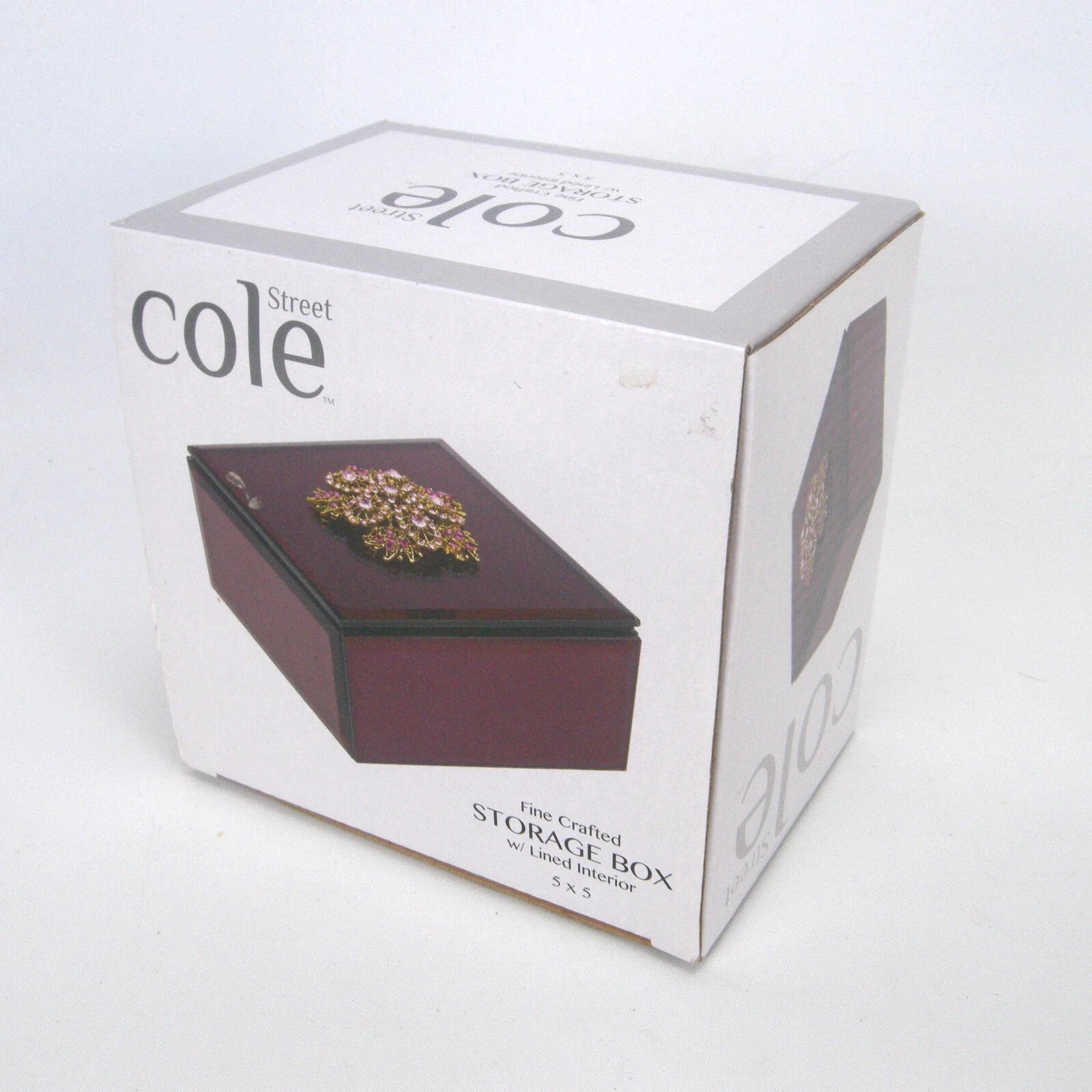 Cole Street Pink Glass Fine Crafted 5" x 5" Storage Jewelry Box Lined Interior | eBay