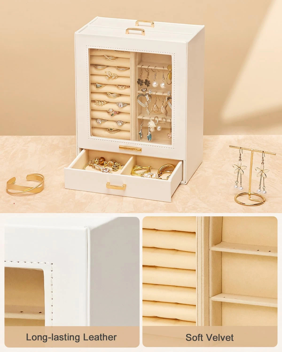 Jewelry Organizer Girls Women Jewelry Box for Necklaces Rings Earrings Gift Brac | eBay