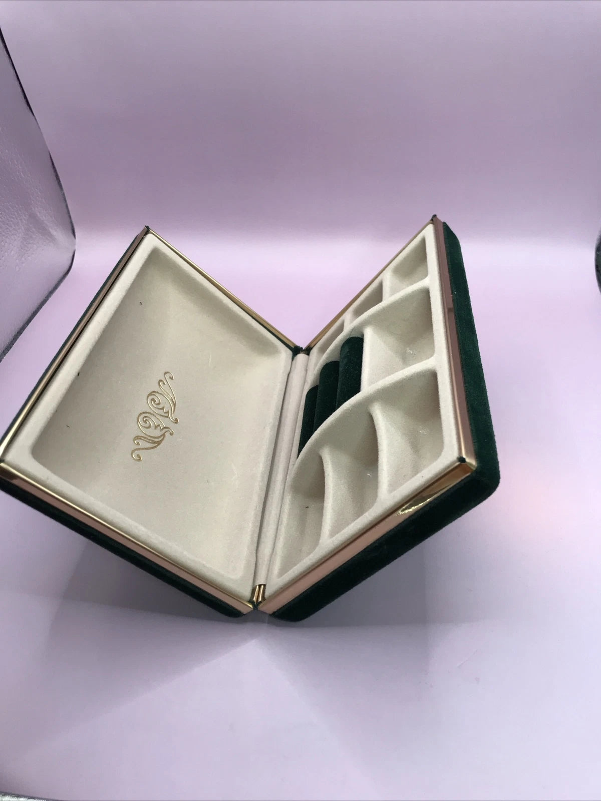 Jewelry Storage Box Dark Green Velvet Velour With Gold Trim | eBay
