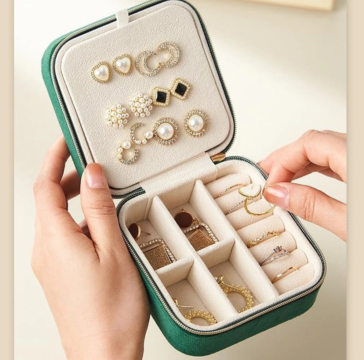 Jewelry Box, Portable Velvet Travel Jewelry Organizer Box for Earrings Bracel... | eBay