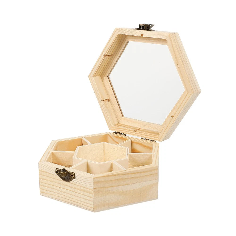 Makeup Case Jewelry Bead Organizer Storage Box Wooden Storage Chests | eBay