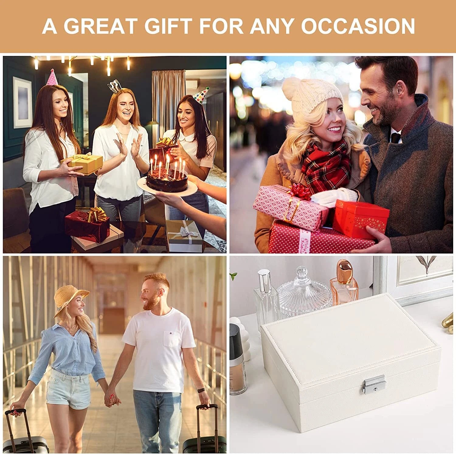 Home Jewelry Box Double Layer For Earrings Necklace Ring Storage Box w/ Lock | eBay