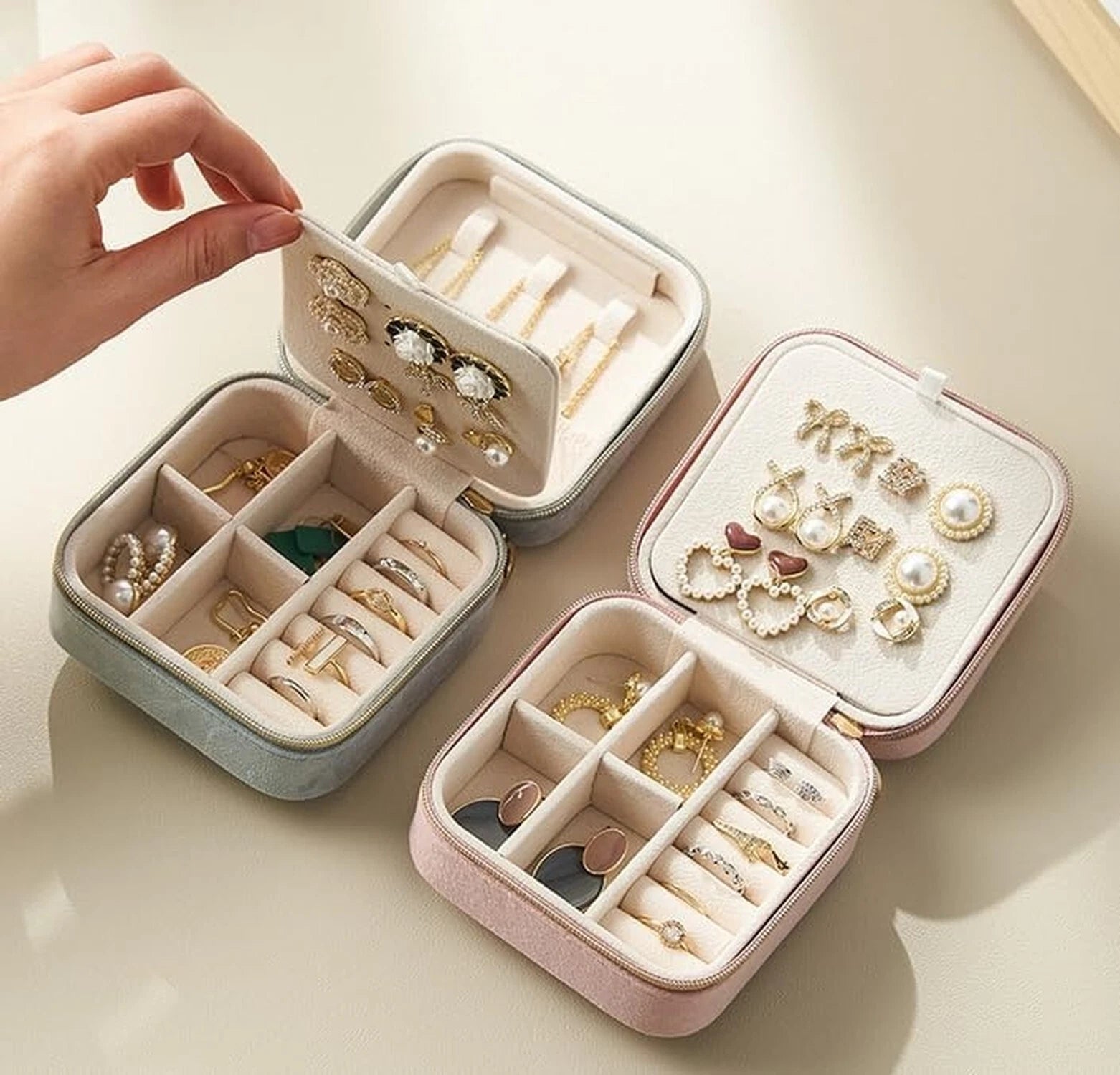 Jewelry Box, Portable Velvet Travel Jewelry Organizer Box for Earrings Bracel... | eBay