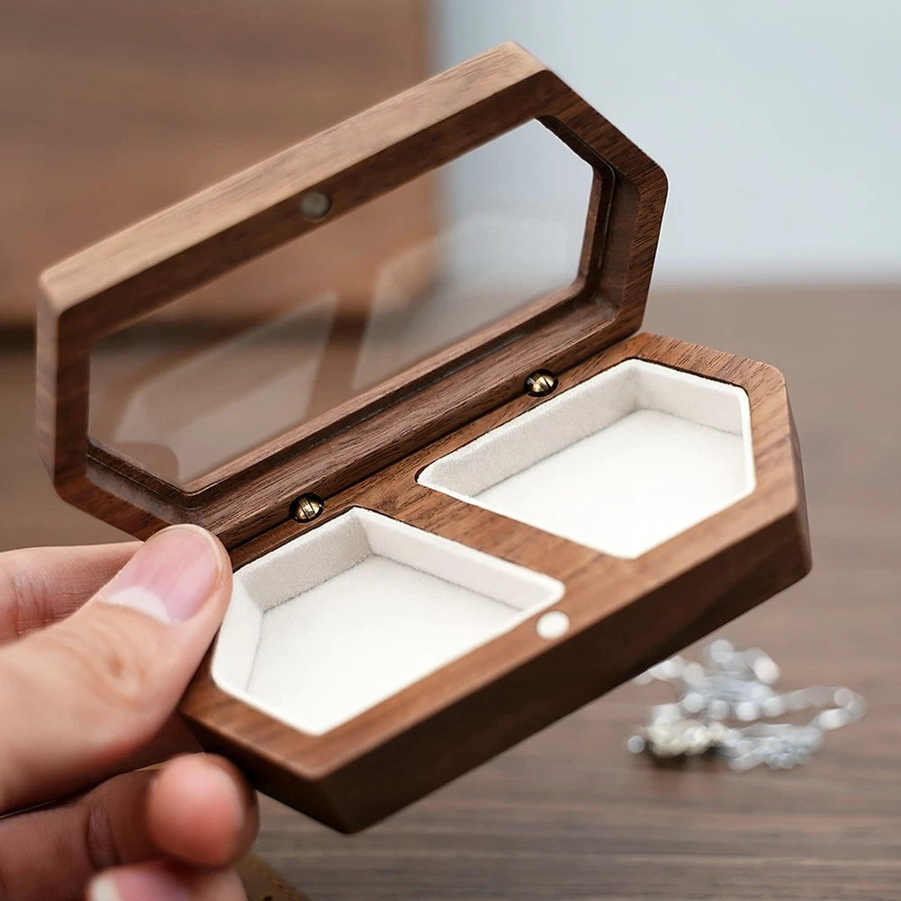 Wooden Box 2Slots Holder Box Travel Earrings Jewelry Storage Daily4161 | eBay