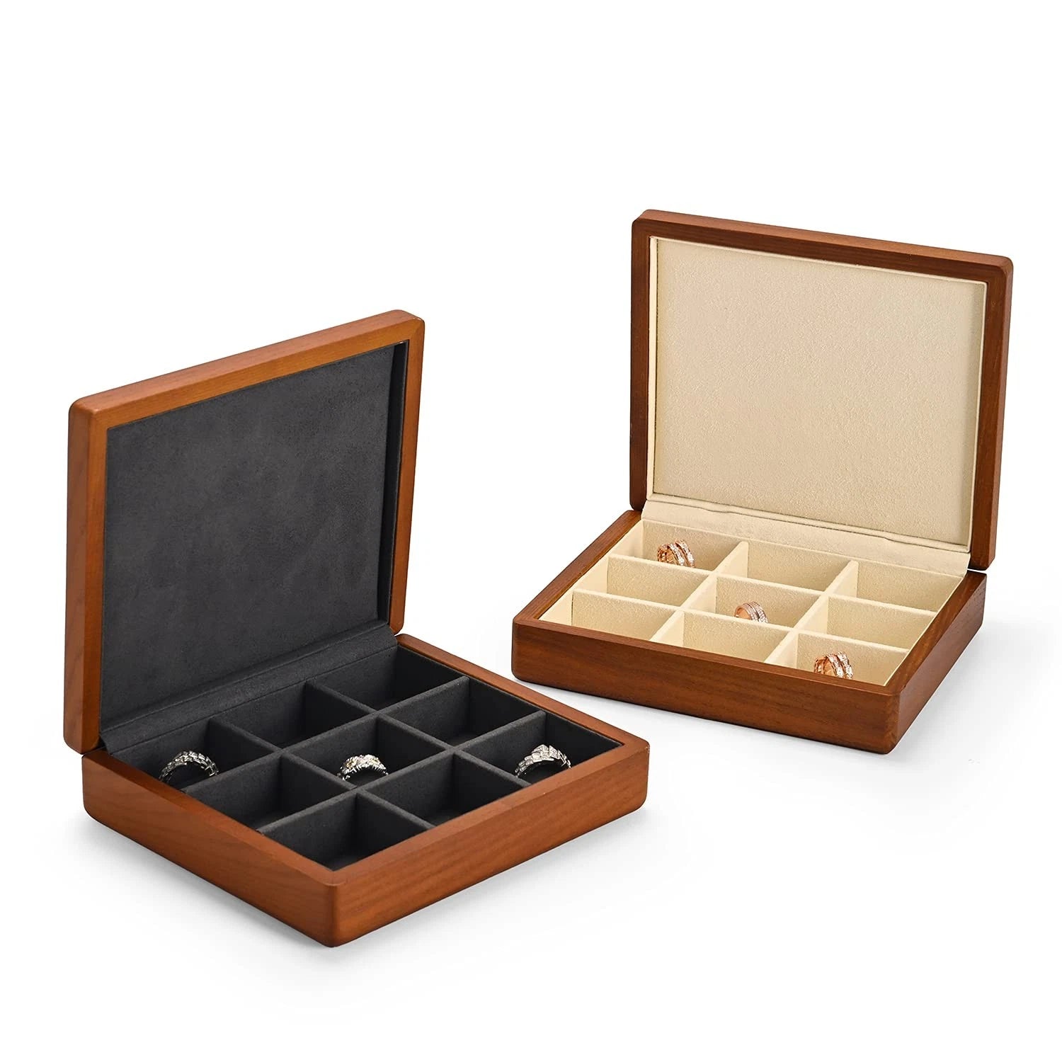 Solid Wood Ring Jewelry Box Organizer Earrings Jewelry Drawer Organizer Tray ... | eBay