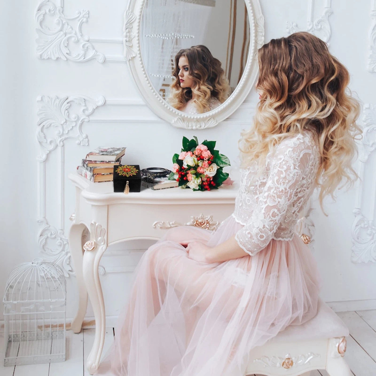 Handmade Embroidered Jewelry Storage Box with Ruby Gemstone, Small Decorative... | eBay