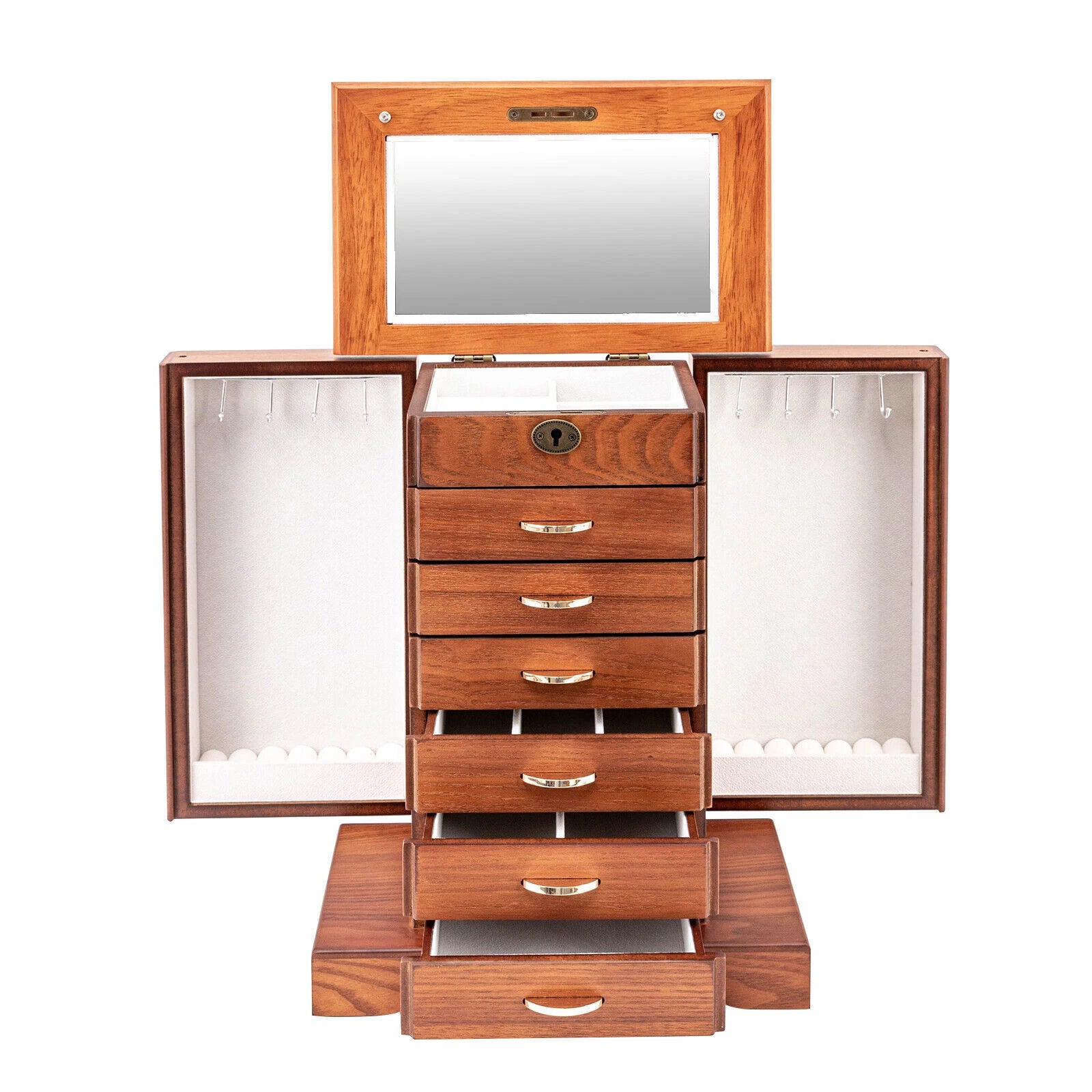 Wooden Jewelry Box Cabinet Storage Beauty 7 Drawers Case For Festival Gifts NEW | eBay