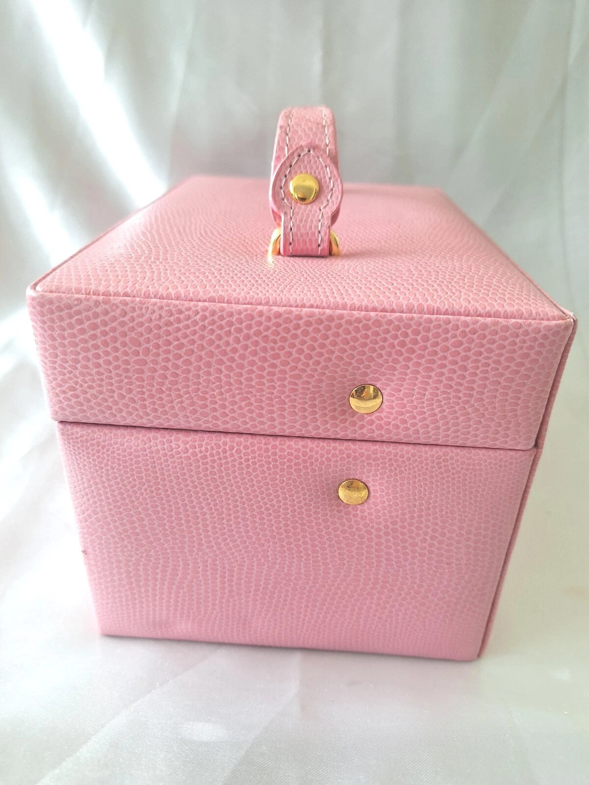 Budd Leather Pink Jewelry Box Vintage Girls Carry Handle Fifties Look Well- Made | eBay