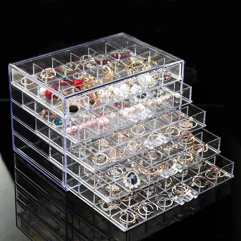 Earring Storage Box Organizer, Acrylic Jewelry Storage Box Holder 5 Drawers Tran | eBay