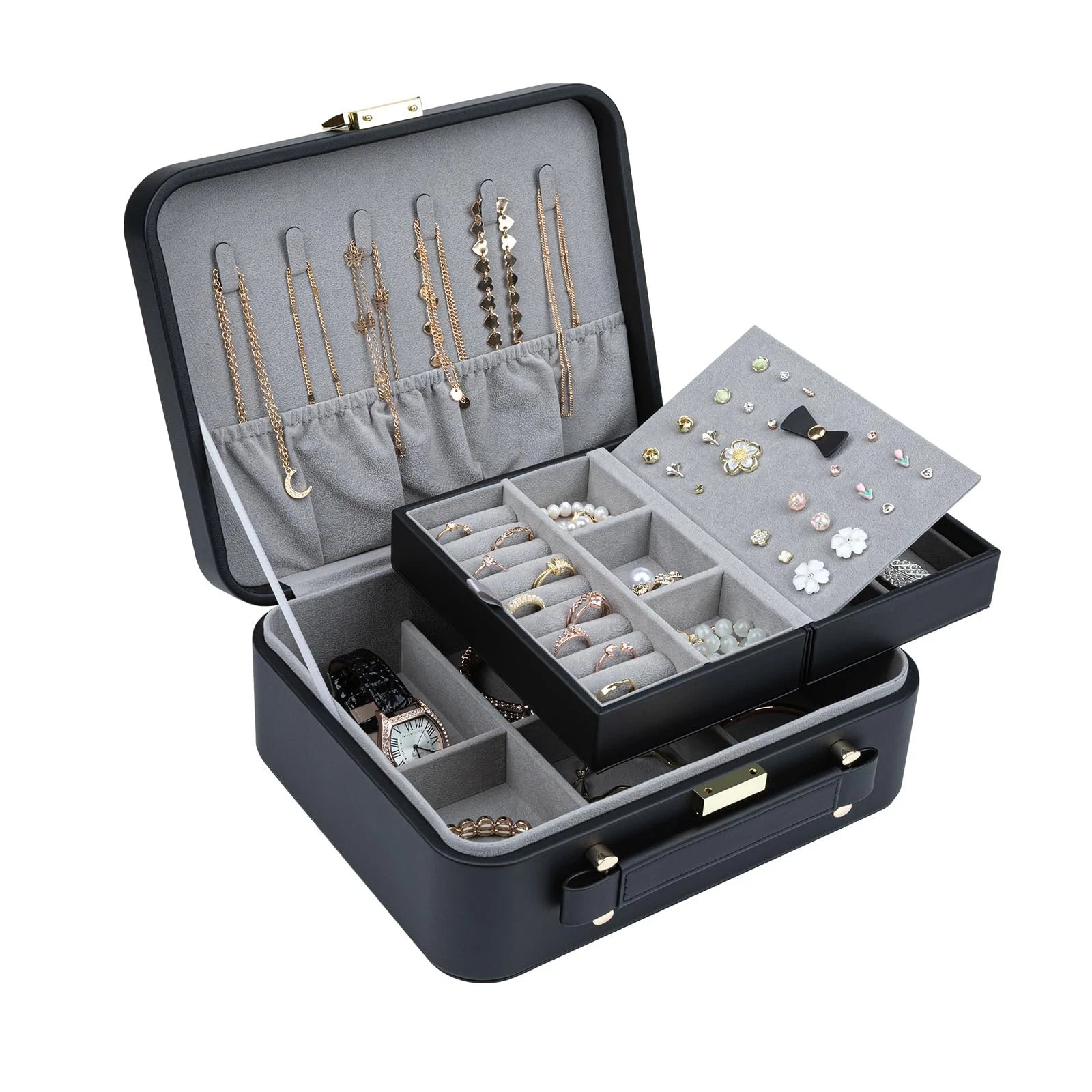 V-LAFUY Jewelry Box for Women Travel Jewelry Organizer Case with Jewelry Tray. | eBay