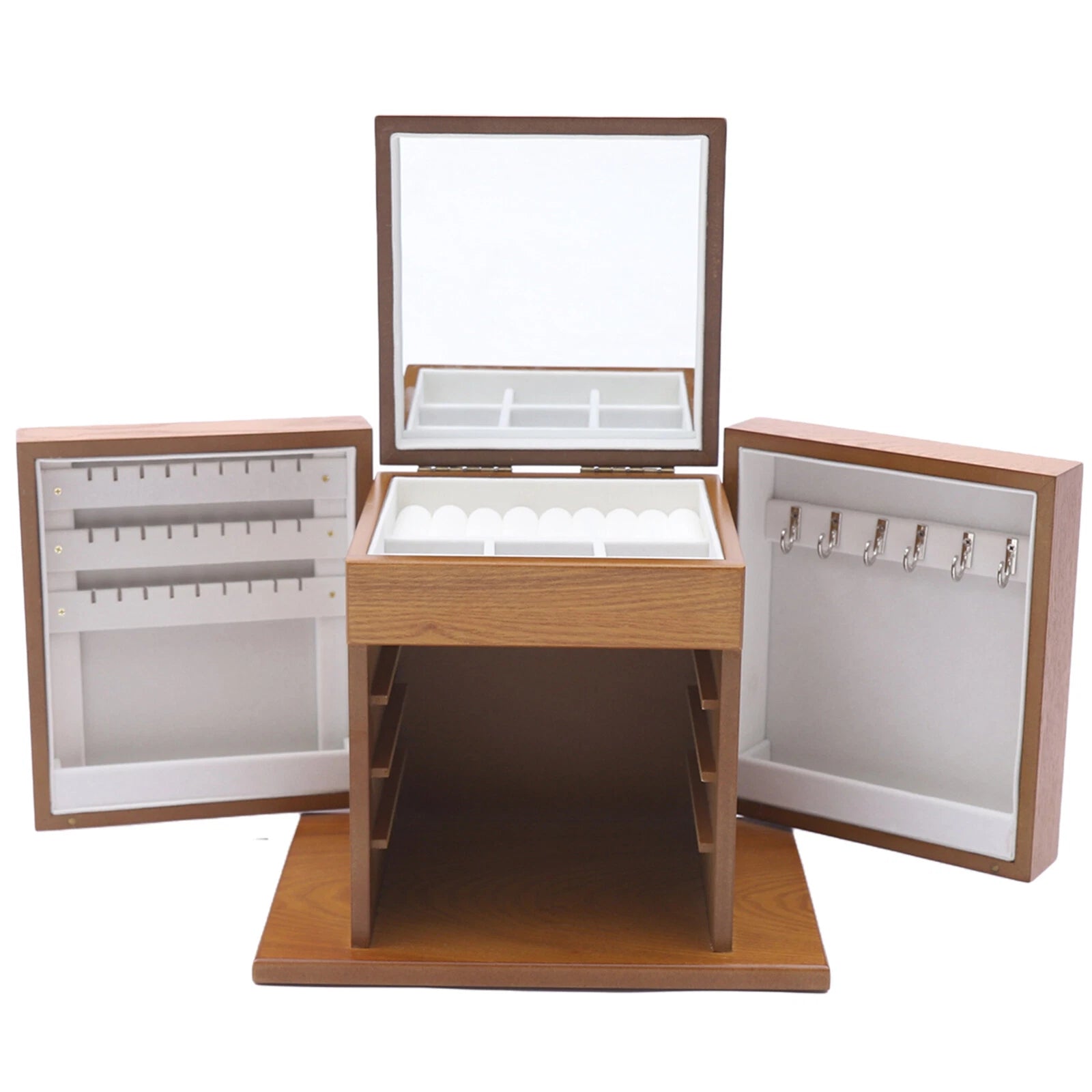 5 Layers Wooden Storage Cage Jewelry Box Organizer Women Girls Gift w/ Drawers | eBay