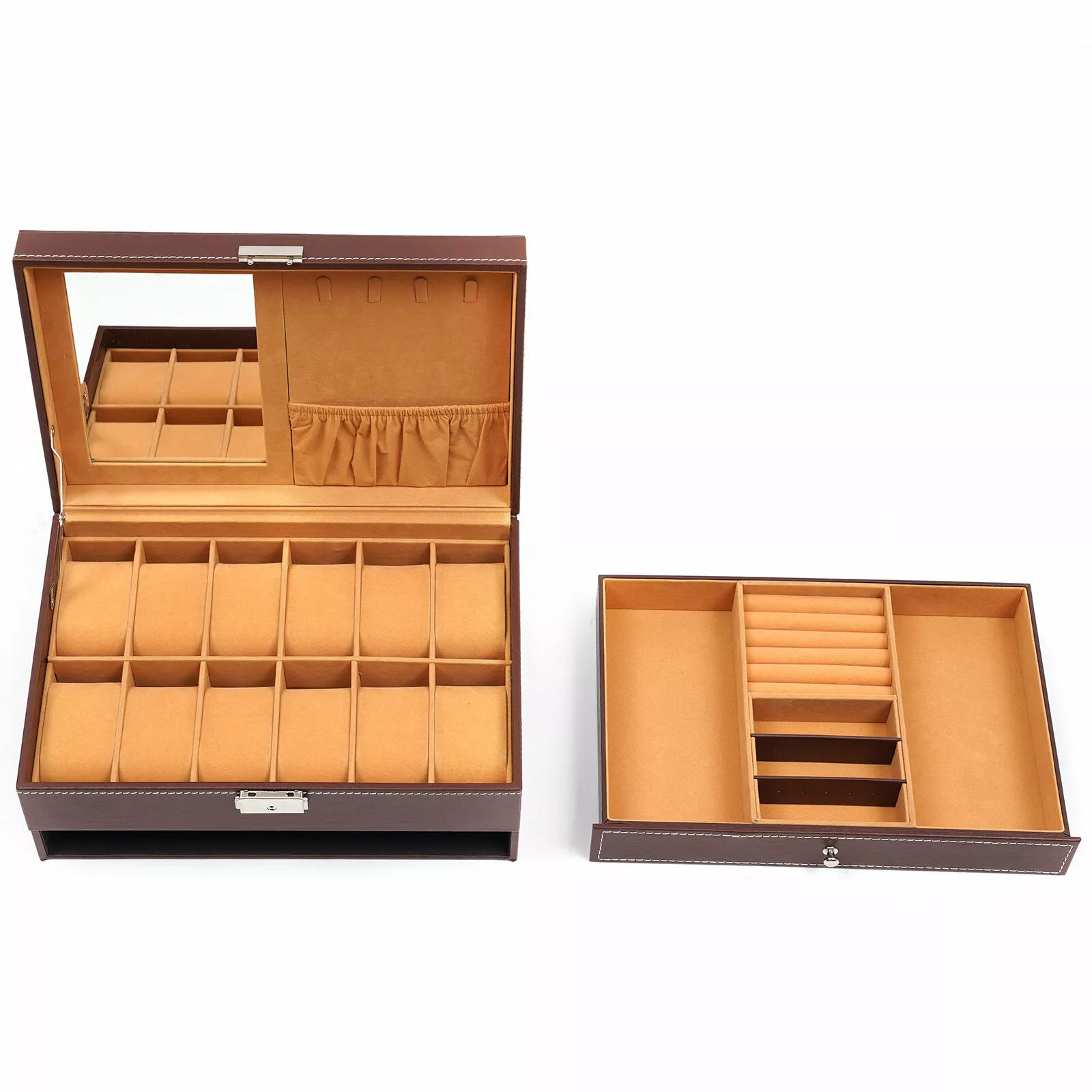 Mens Watch Box Case Organizer 12 Slots Watches Holder Jewelry Storage Display US | eBay