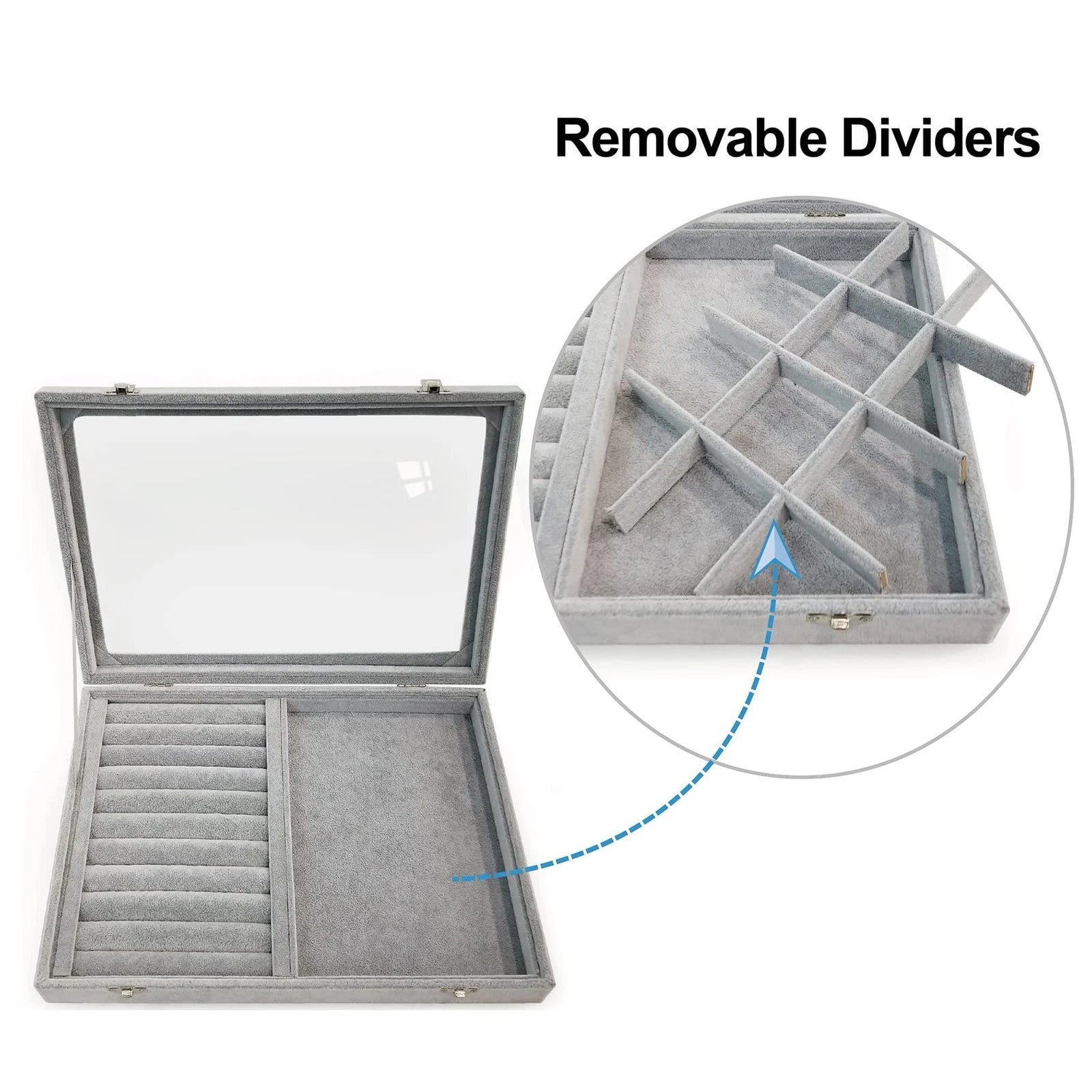 Ice Velvet Rings Organizer Box Mix 12 Grids Jewelry Tray Display Showcase wit... | eBay