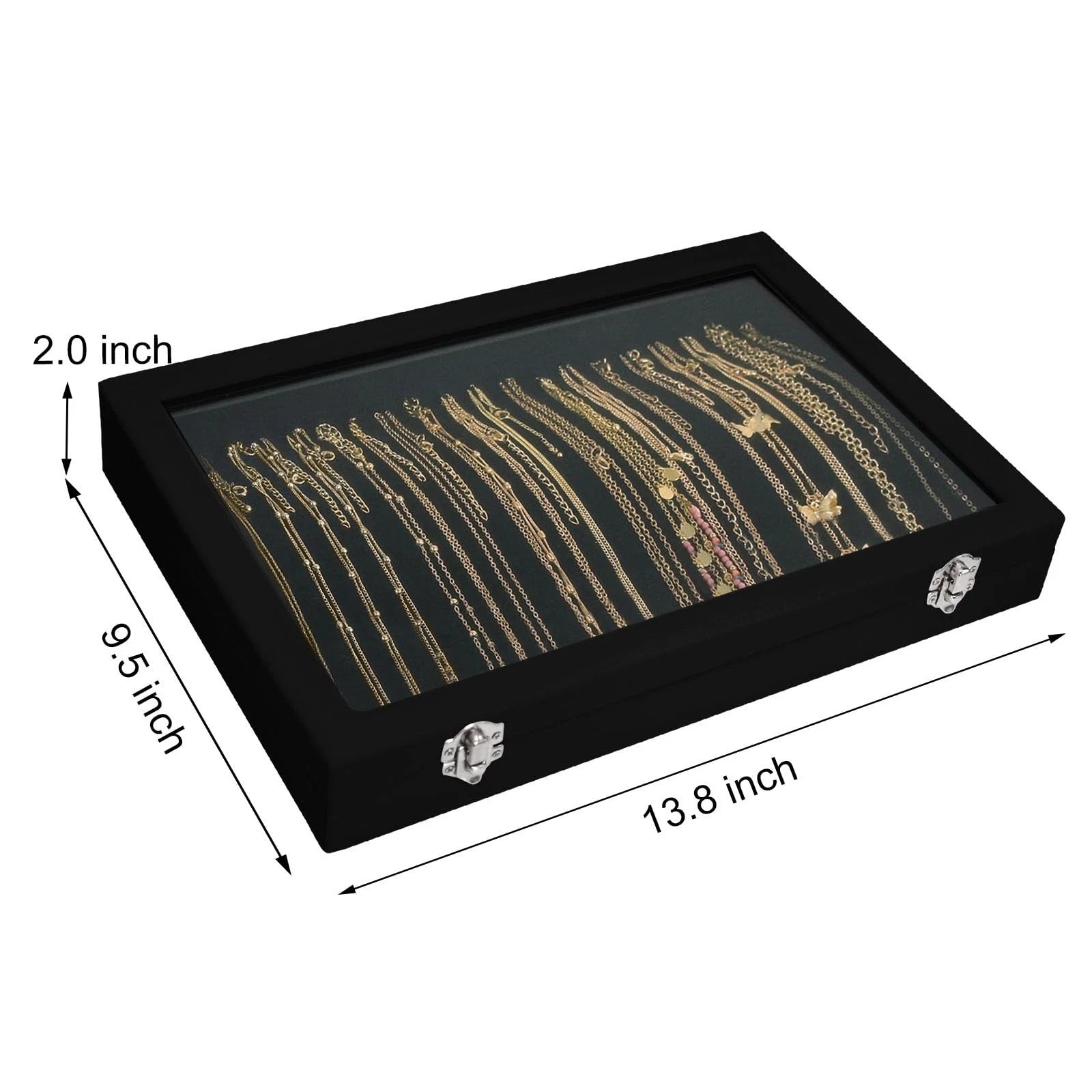 Necklace Organizer Box Premium 20 Hooks Velvet Necklace Display Jewelry Tray ... | eBay