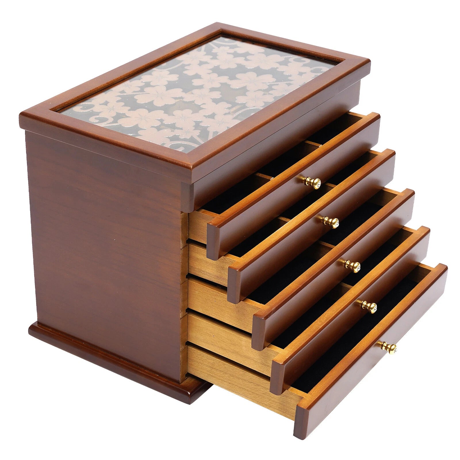 6 Layers Brown Jewelry Storage Box Organizer Cabinet Wood Jewelry Necklace Chest | eBay