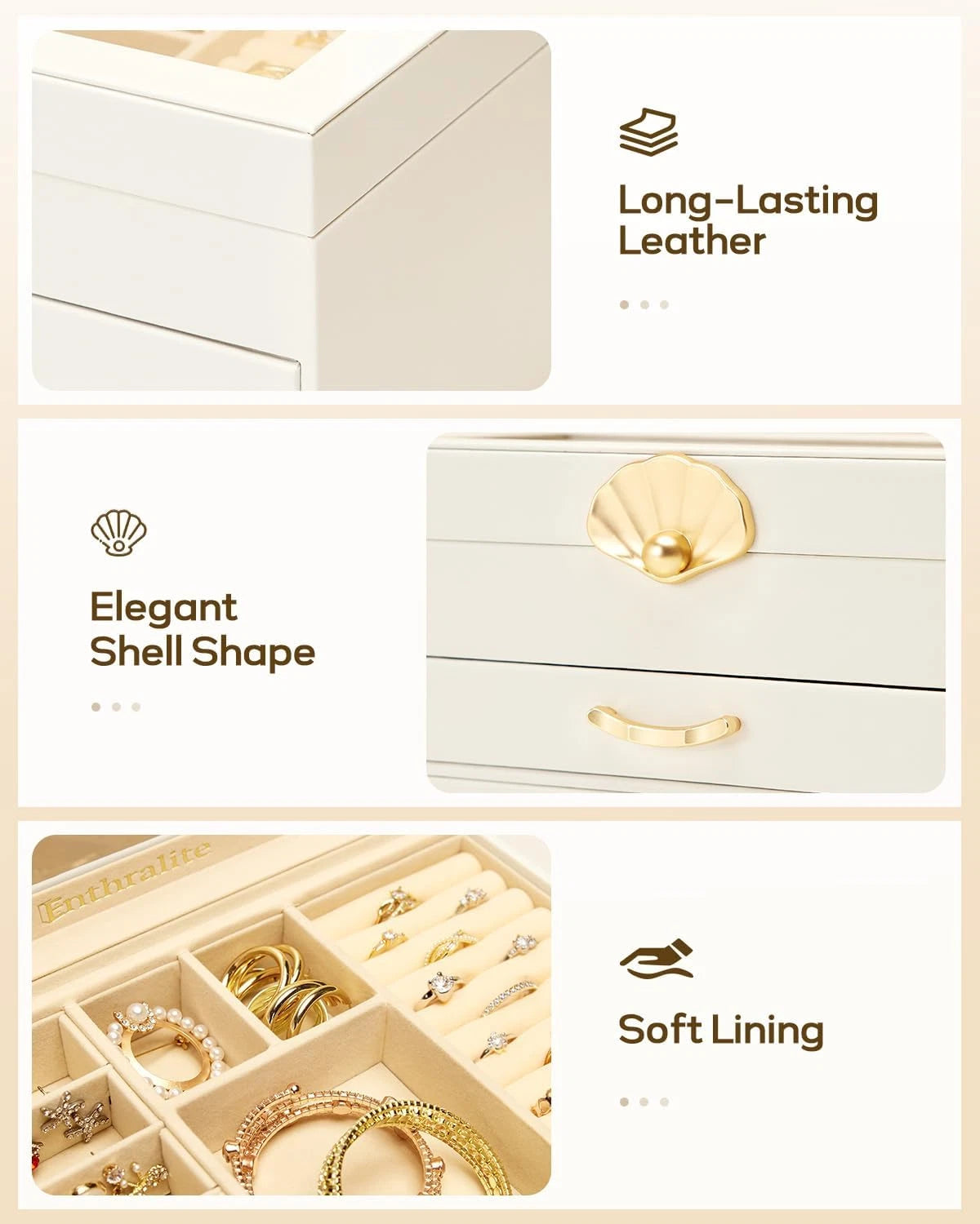 Jewelry Box with 2 Drawers: Display Organizer for Earrings Necklaces - Gift for | eBay