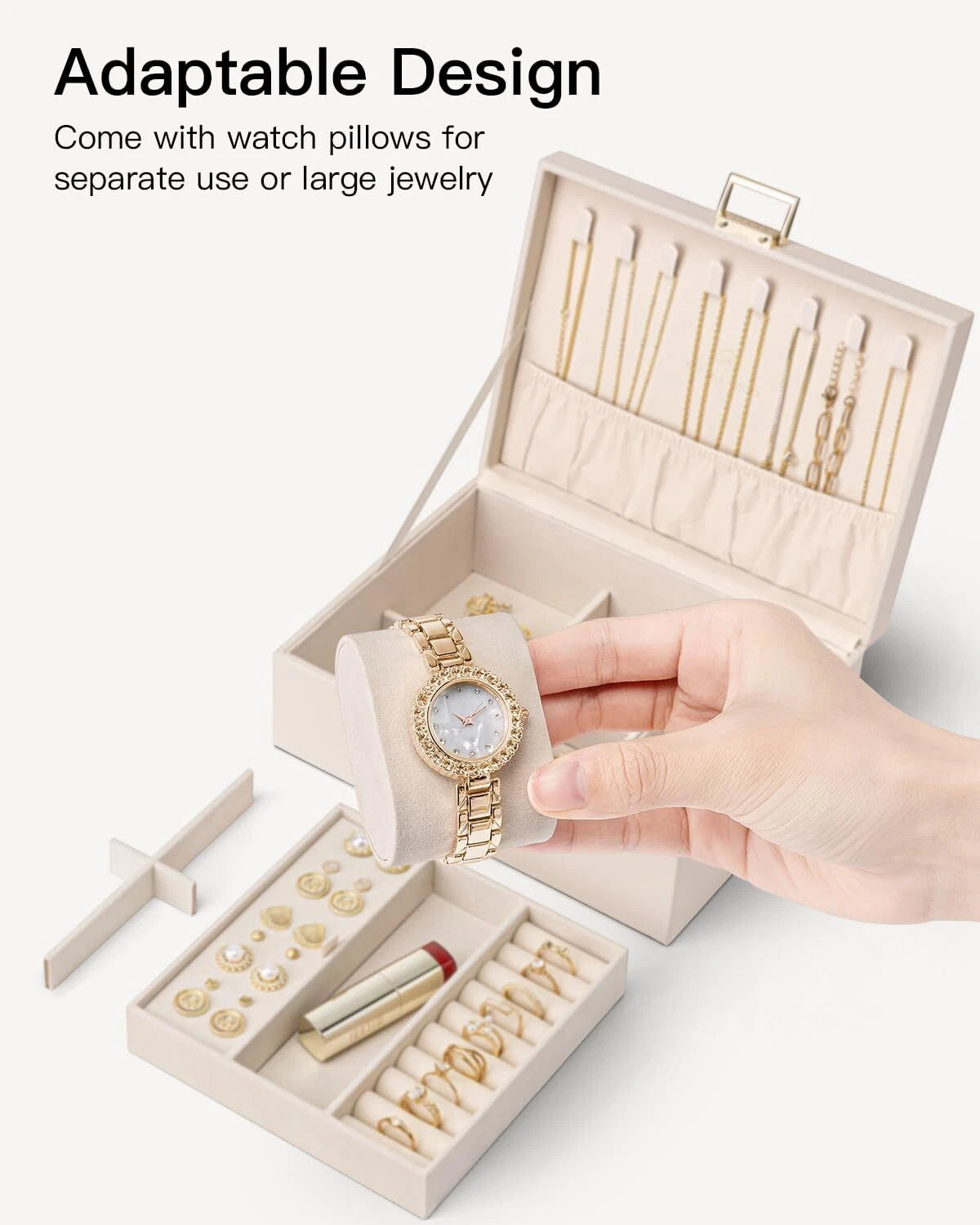 Vlando 2 Layer Jewelry Box Large Jewelry Organizer for Women Removable Jewele... | eBay