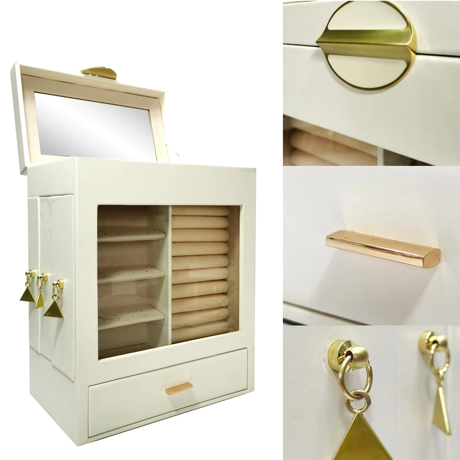 Large Beige Jewelry Box Organizer Perfect for Dresser Jewelry Box Display Cas... | eBay