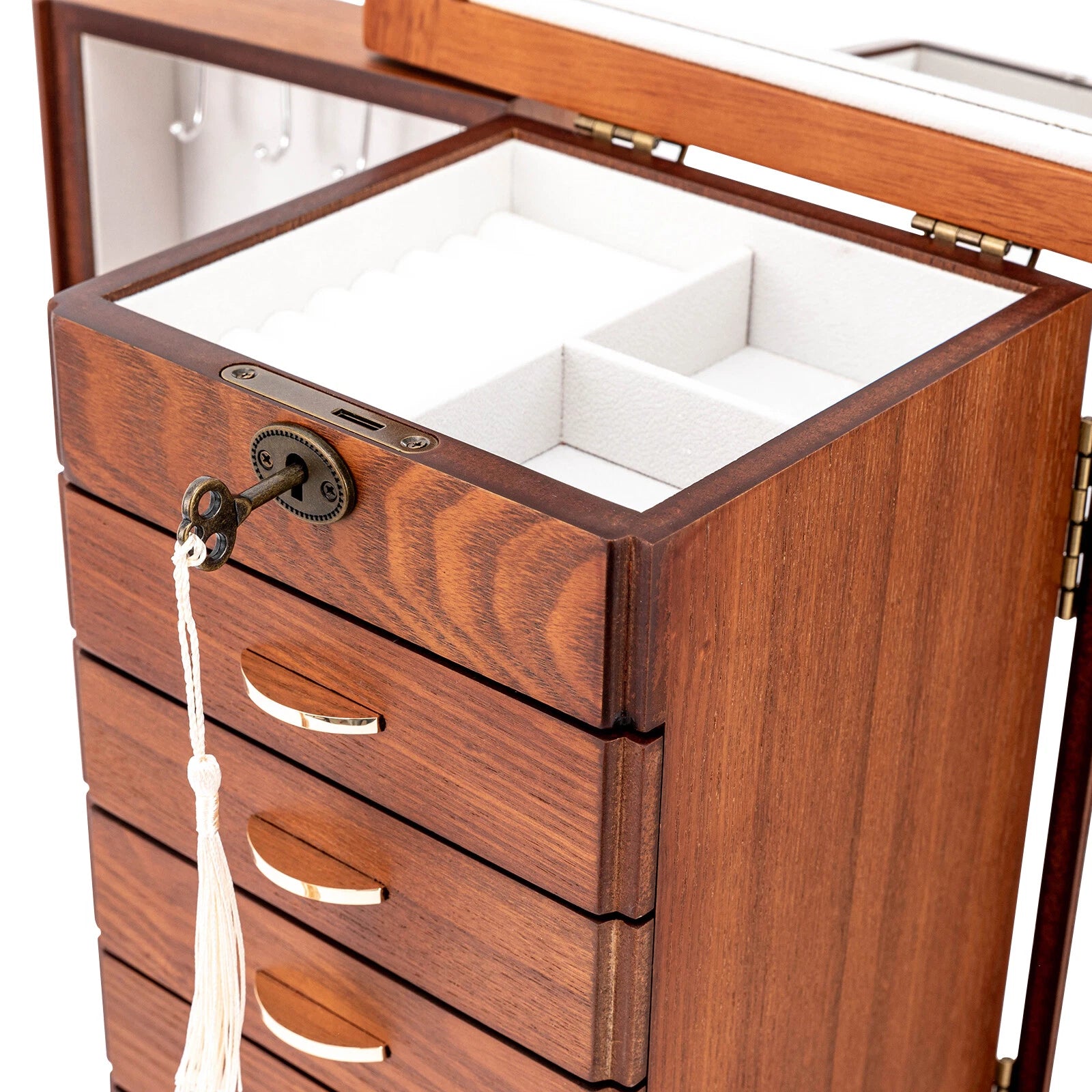 Wooden Jewelry Box Cabinet Storage Beauty 7 Drawers Case For Festival Gifts NEW | eBay