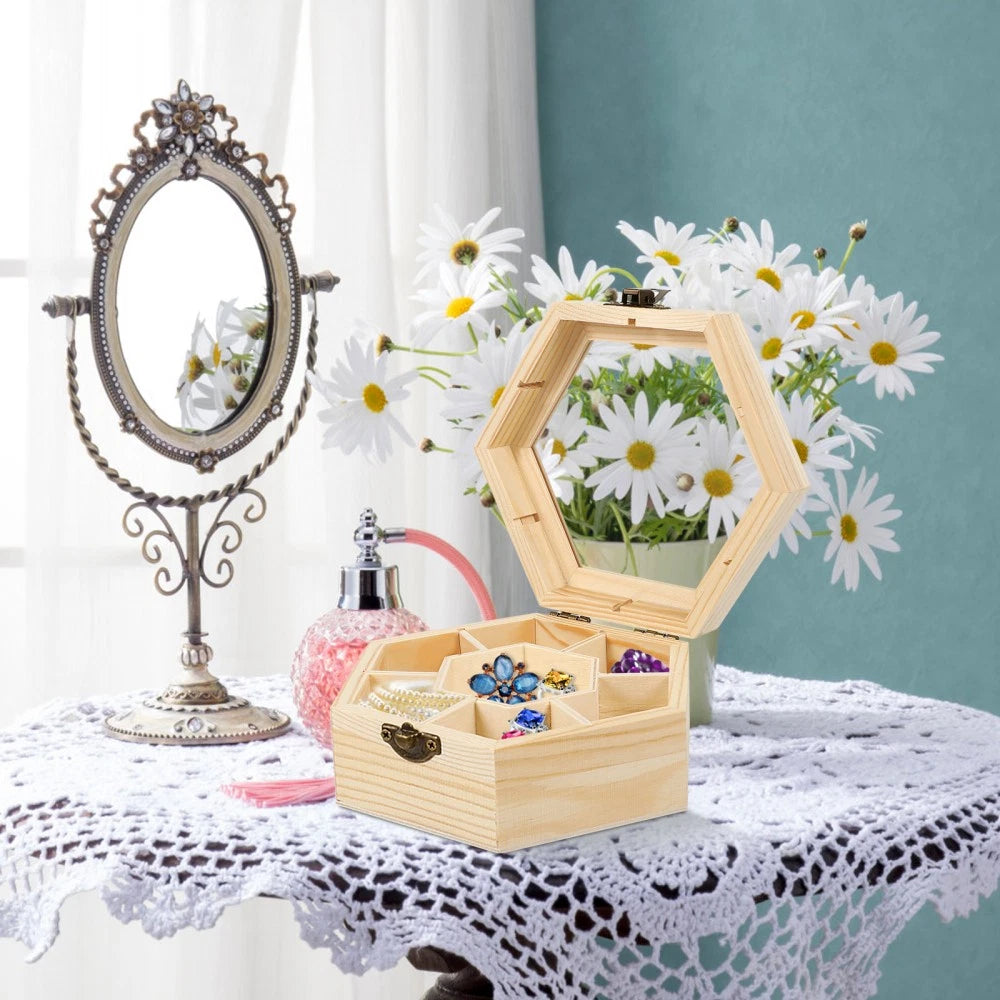 Makeup Case Jewelry Bead Organizer Storage Box Wooden Storage Chests | eBay