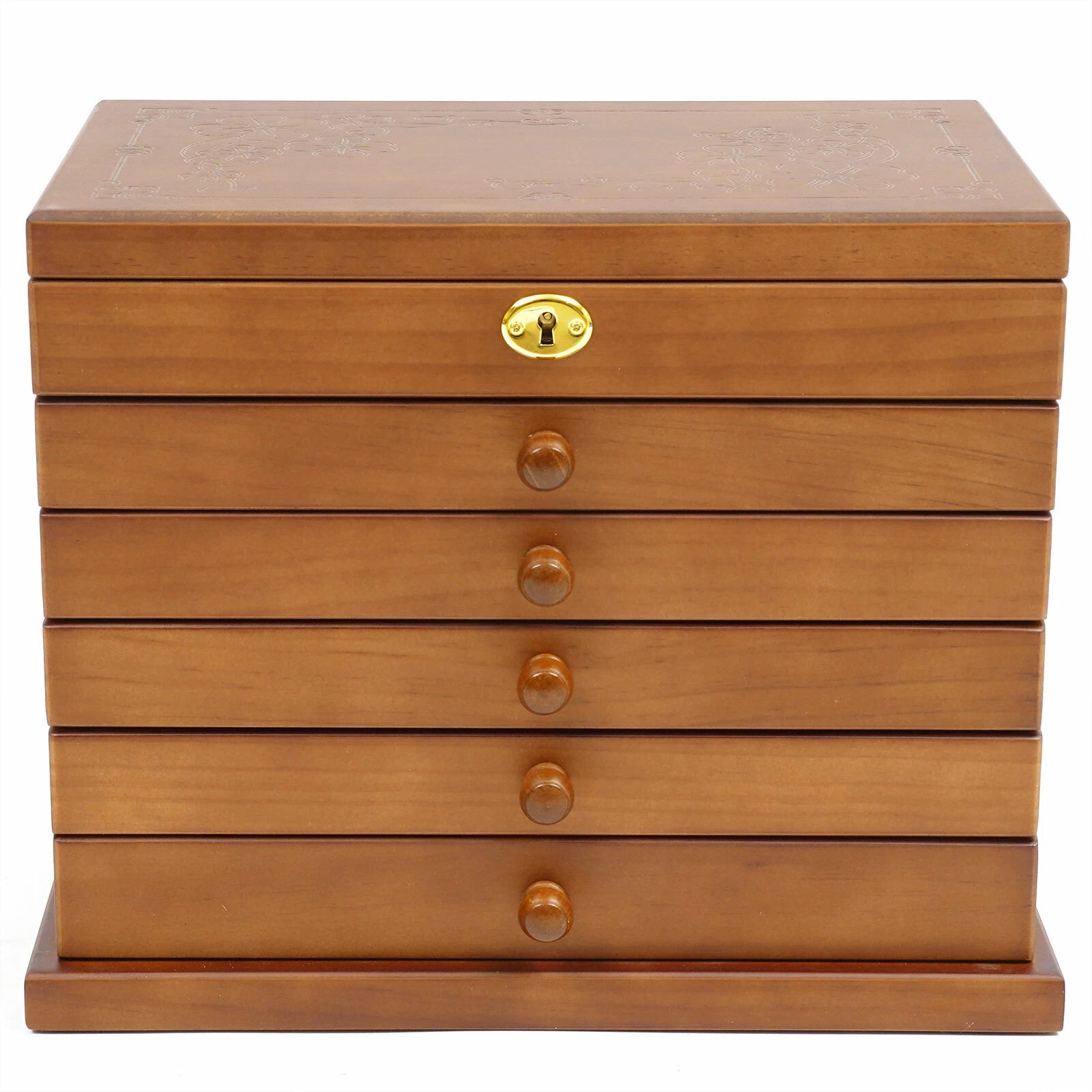 Jewelry Box Wooden Large Organizer Box Large Capacity With Mirror & 5 Drawers | eBay