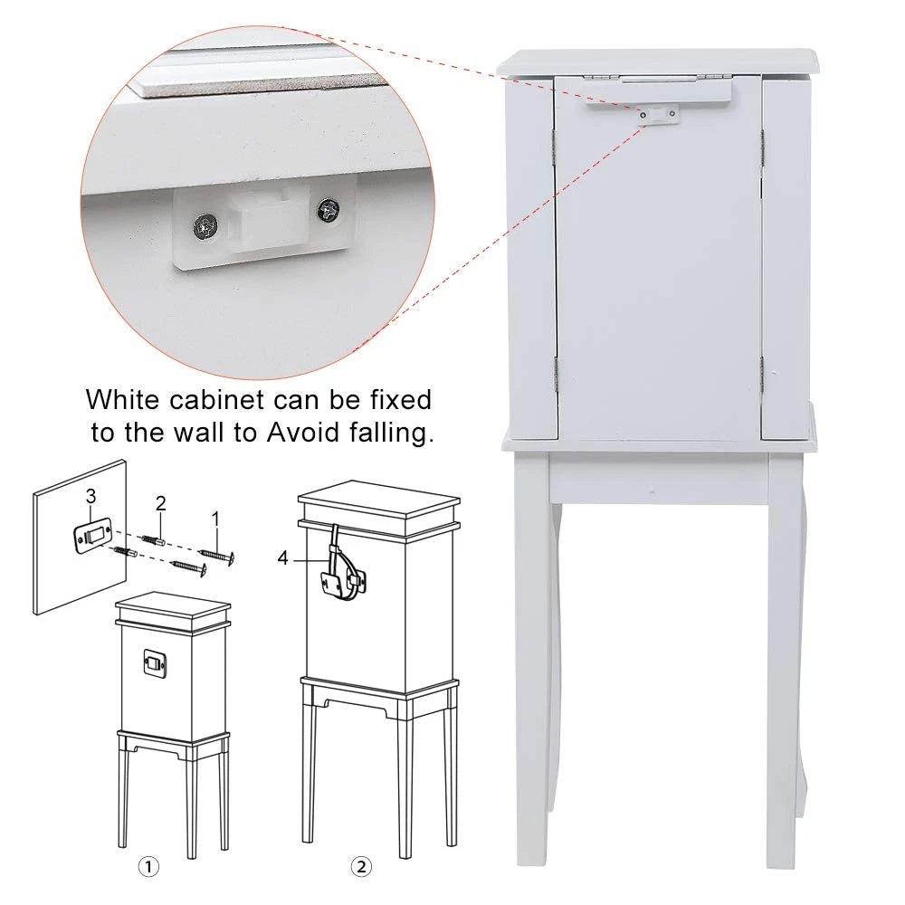 MTFY Standing Jewelry Armoire Cabinet with Mirror,Jewellery Box Organizer Chest | eBay