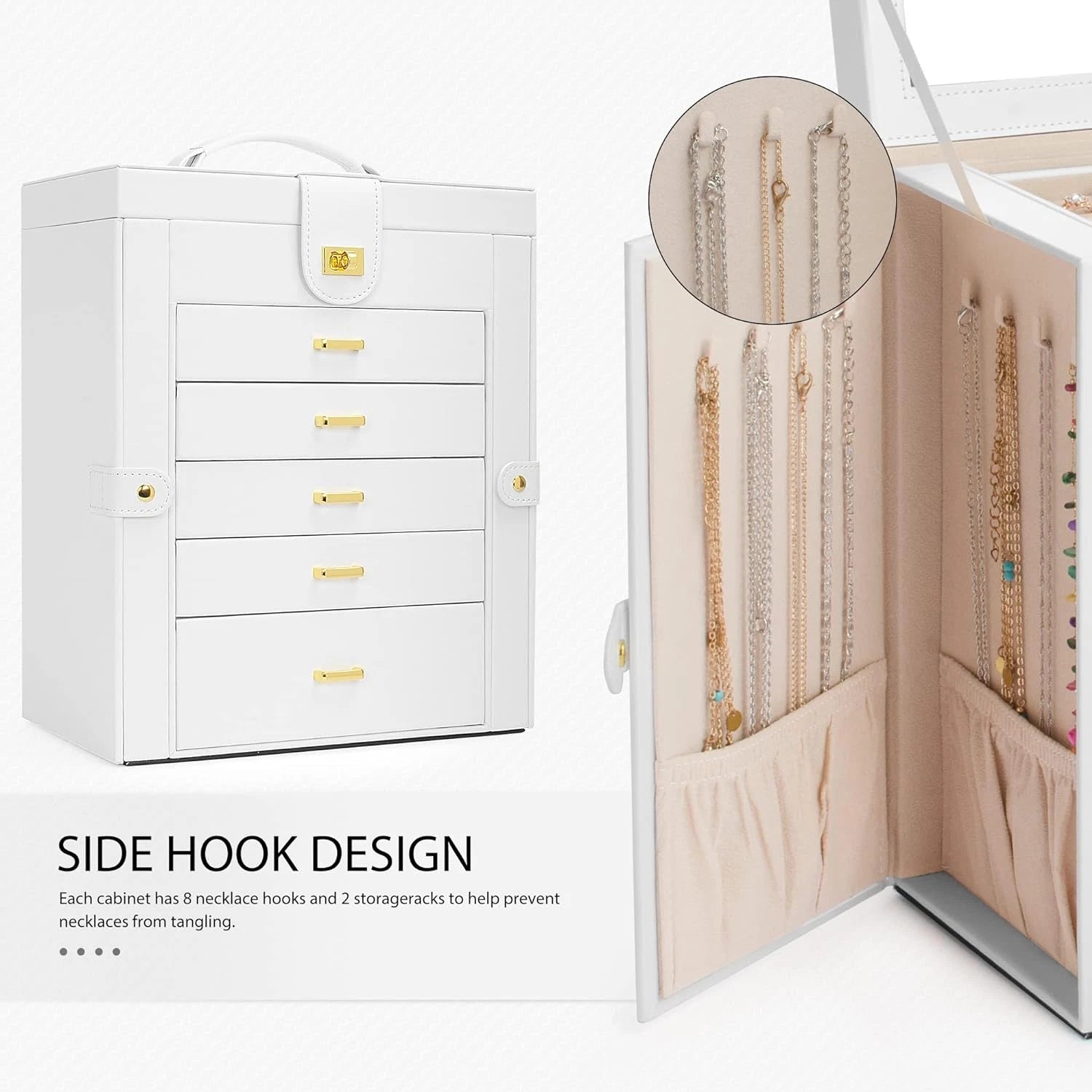 Functional 6-Tier Jewelry Box Organizer with 5 Drawers Leather Jewelry Storage C | eBay