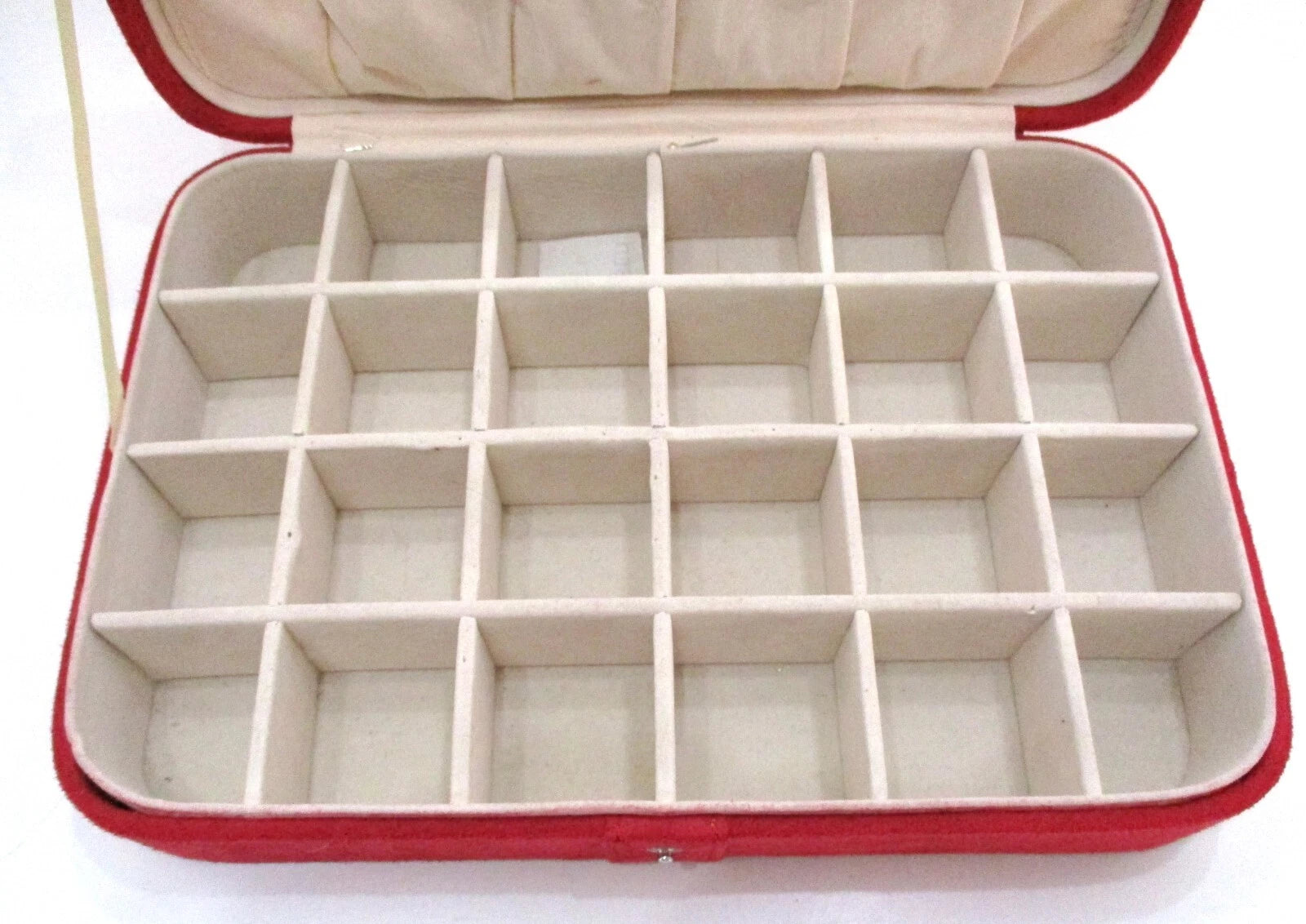 Portable Jewelry Box 24 Section Pink Suede Travel Storage Organizer w Mirror | eBay