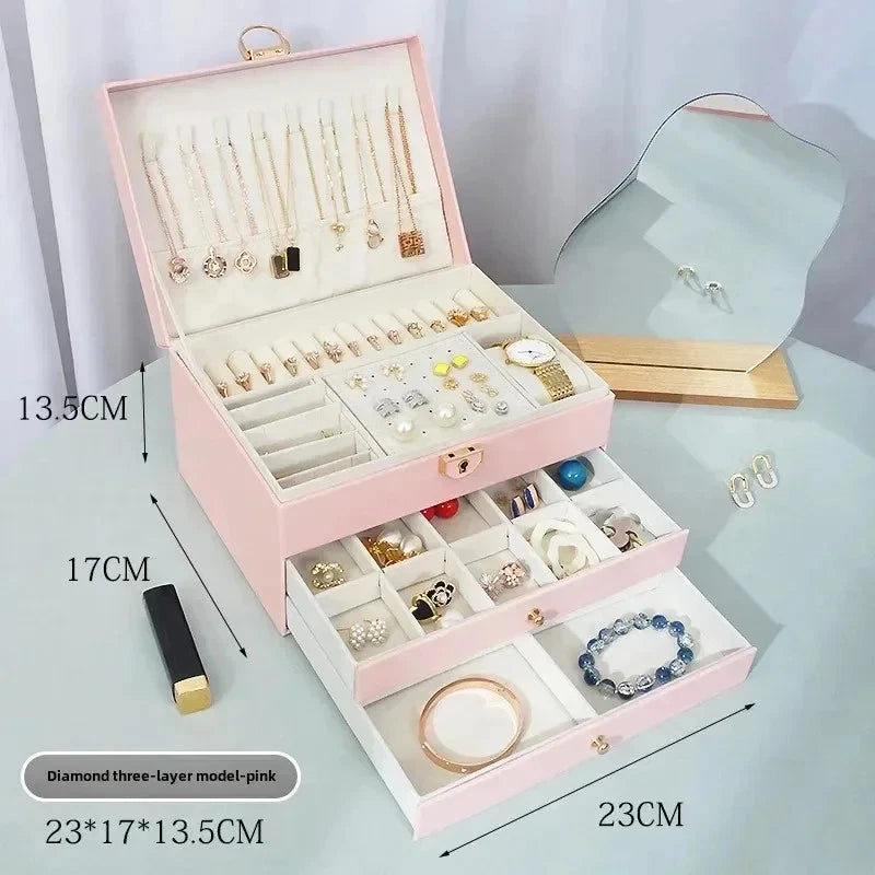 Hot Diamond Shaped Three-layer Lockable Drawer Jewelry Box, Jewelry Storage Box | eBay