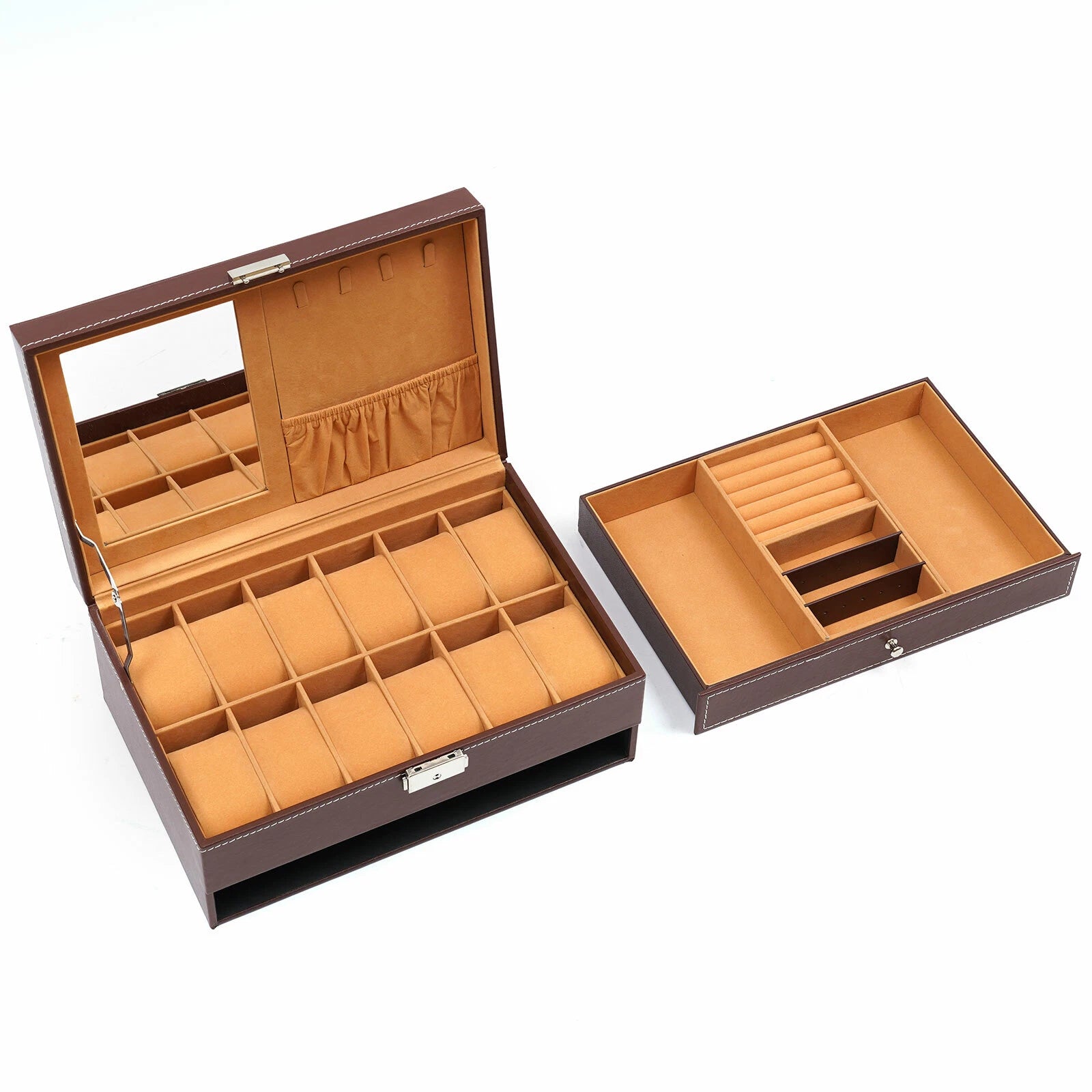 Mens Watch Box Case Organizer 12 Slots Watches Holder Jewelry Storage Display US | eBay