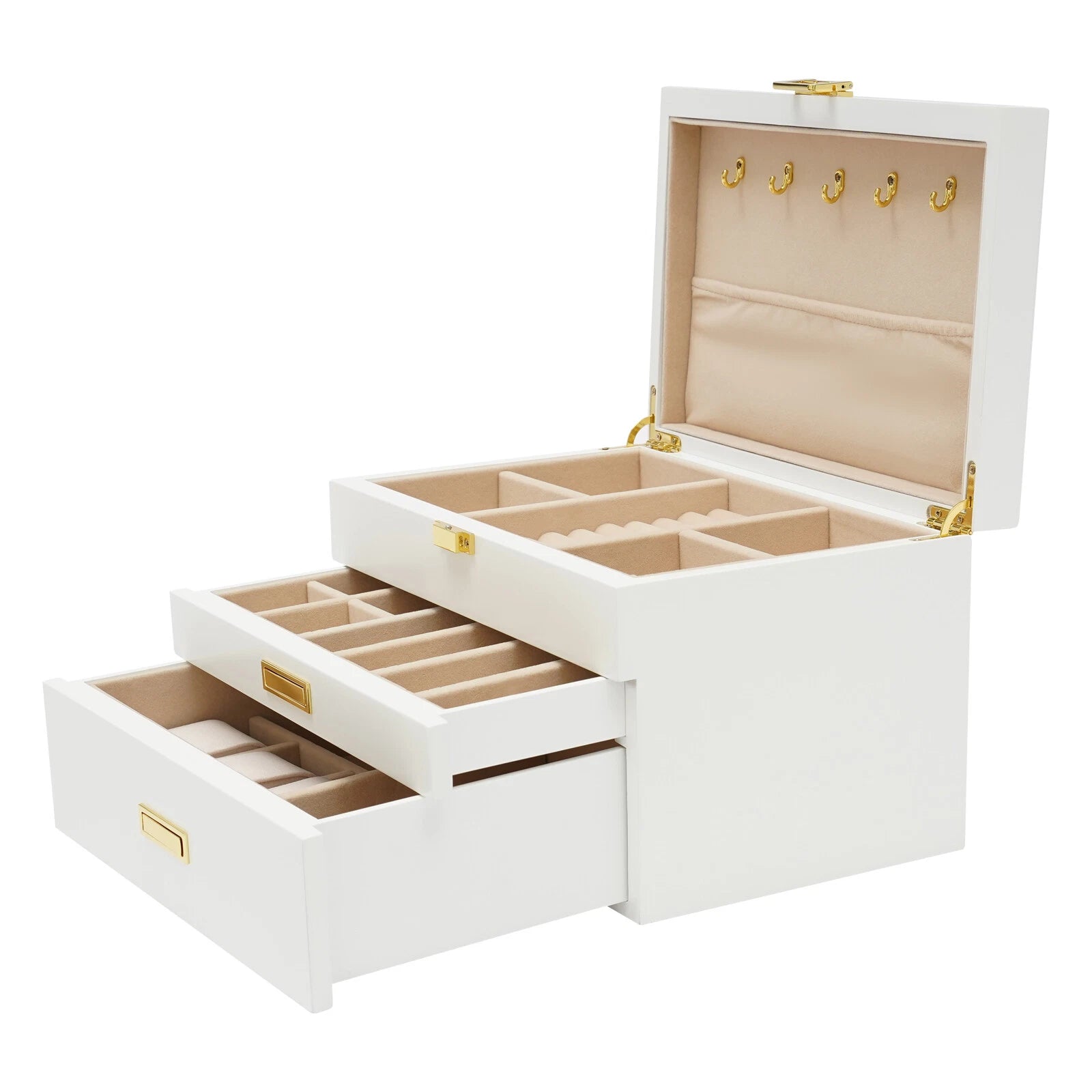 Modern 3-layer Wood White Jewelry Ornaments Organizer Box for Storage Rectangle | eBay
