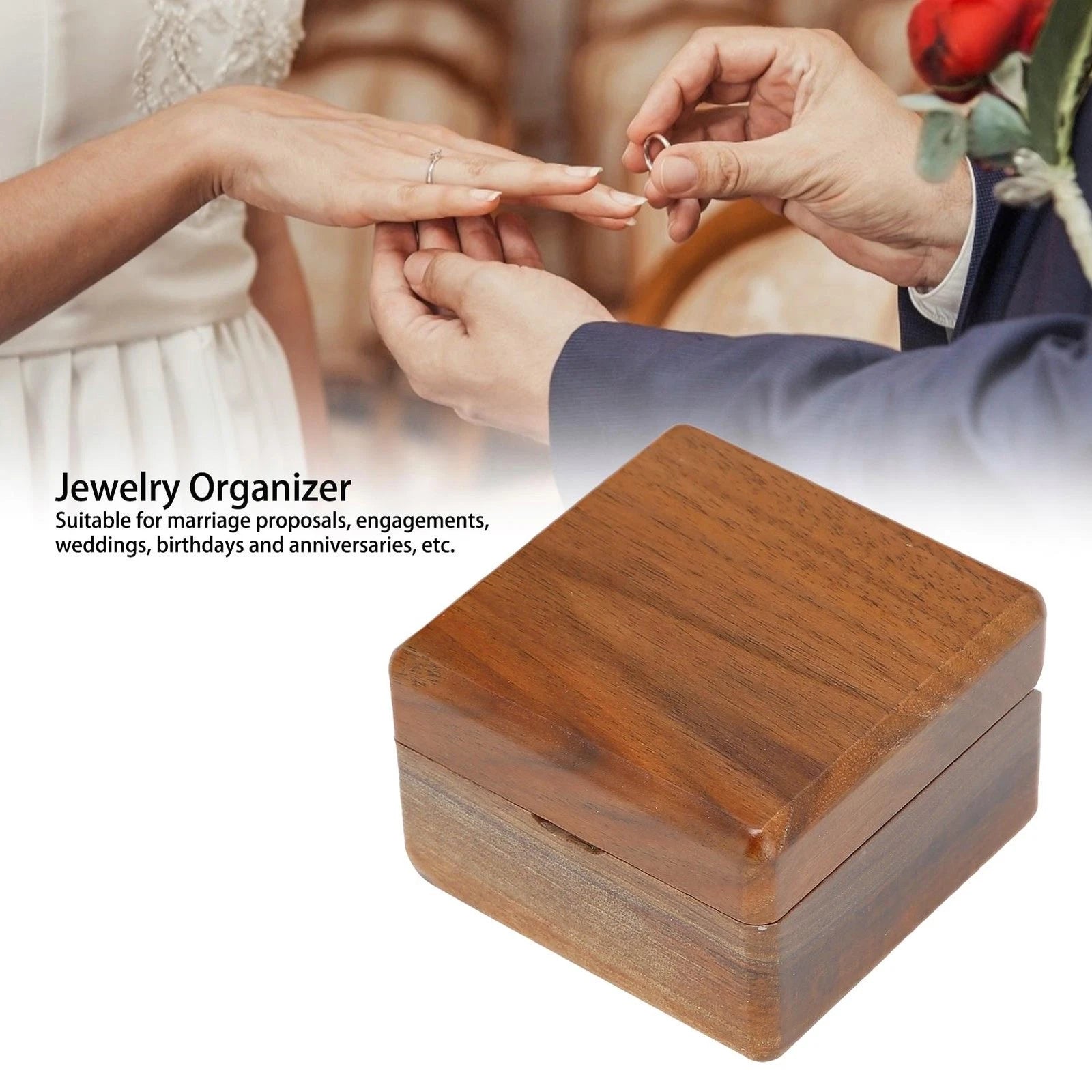 Wooden Box Jewelry Storage Case Organizer for Wedding For Proposal Display | eBay