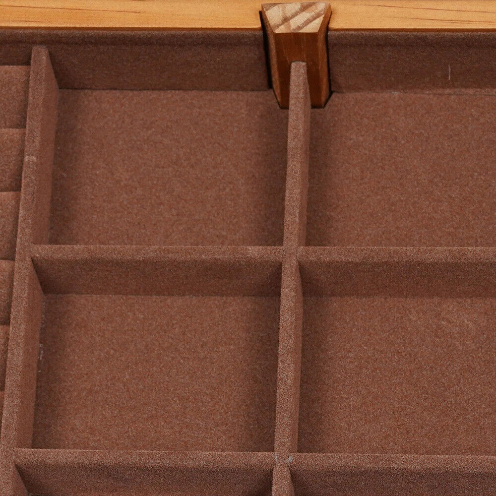 Elegant Wooden Jewelry Box with Velvet Lining and Key Lock, 3 Layers | eBay