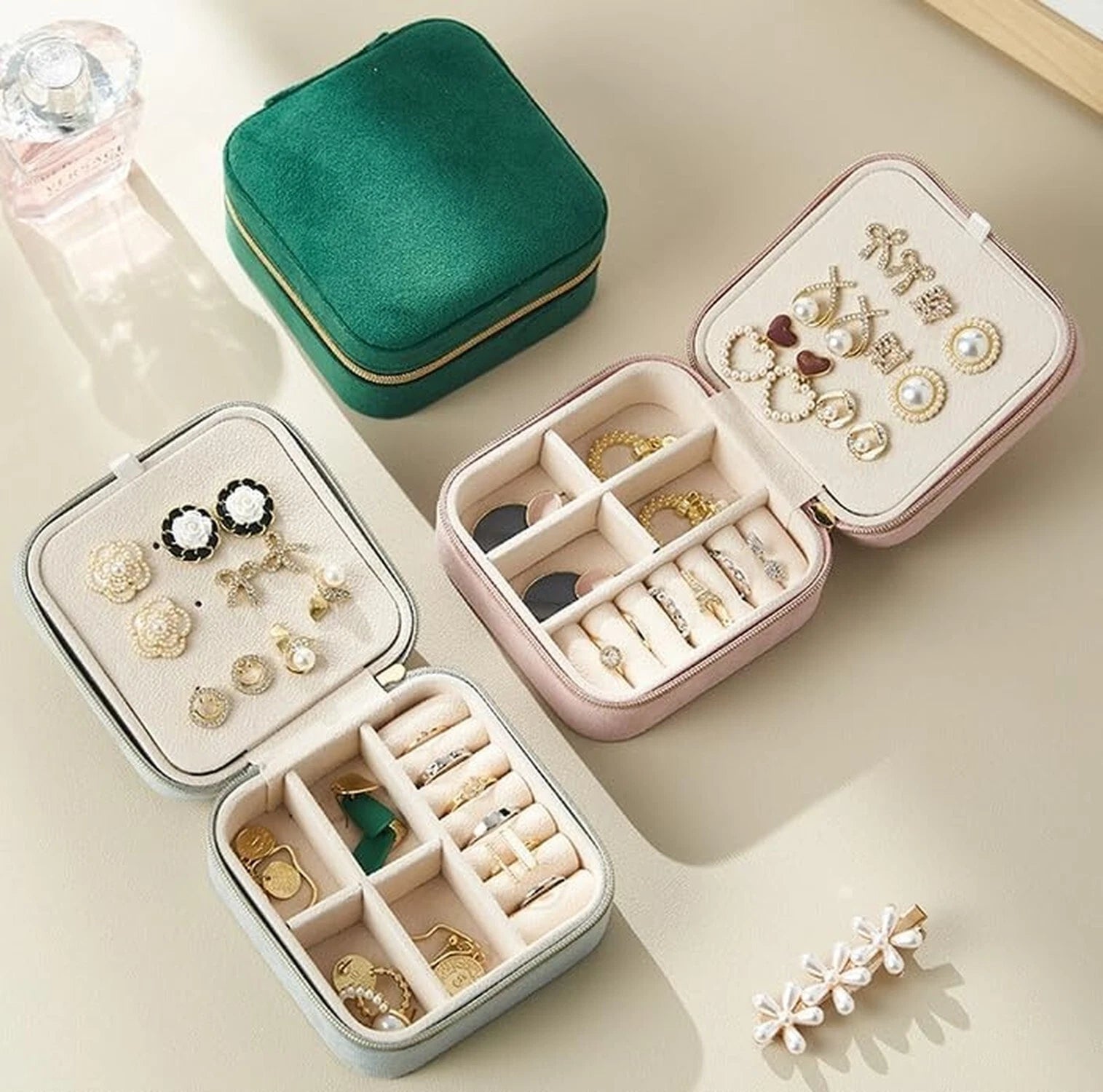 Jewelry Box, Portable Velvet Travel Jewelry Organizer Box for Earrings Bracel... | eBay