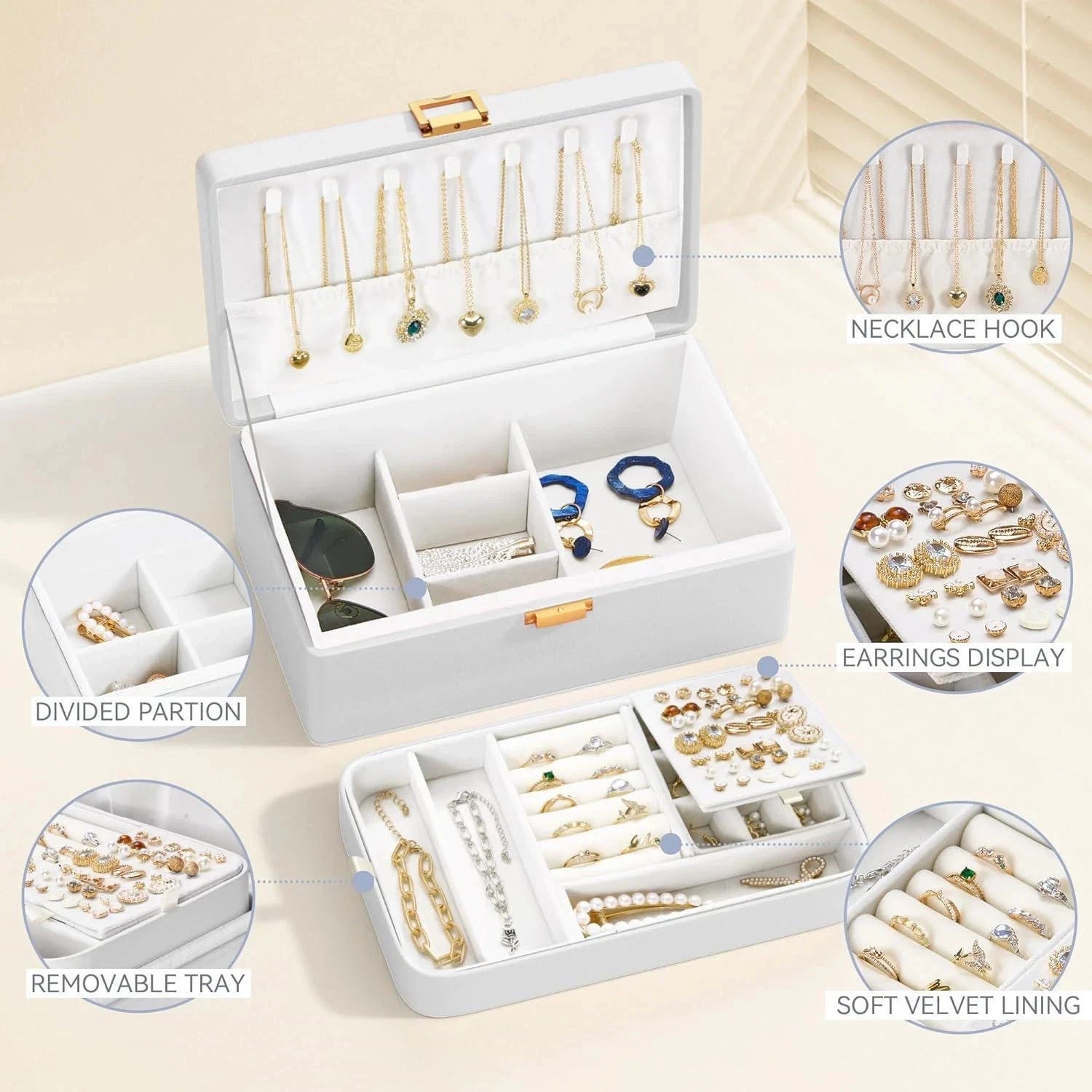 Jewelry Box W/ Tray, 2-Layer Organizer And Storage For Women, Mother, Girlfriend | eBay