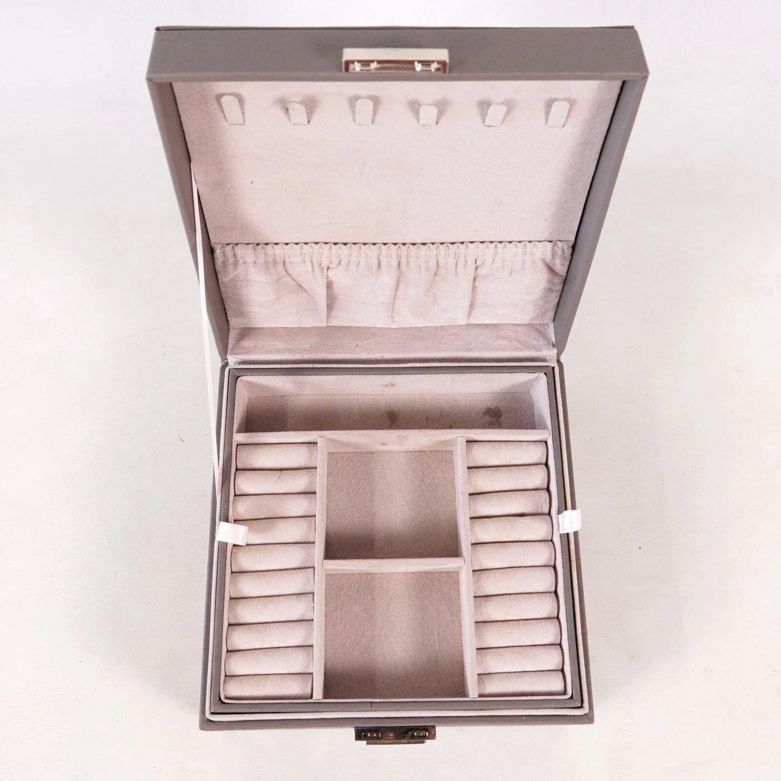 Jewelry Box Organizer Ring Necklace Brooch Storage Container Holder Case Gray | eBay